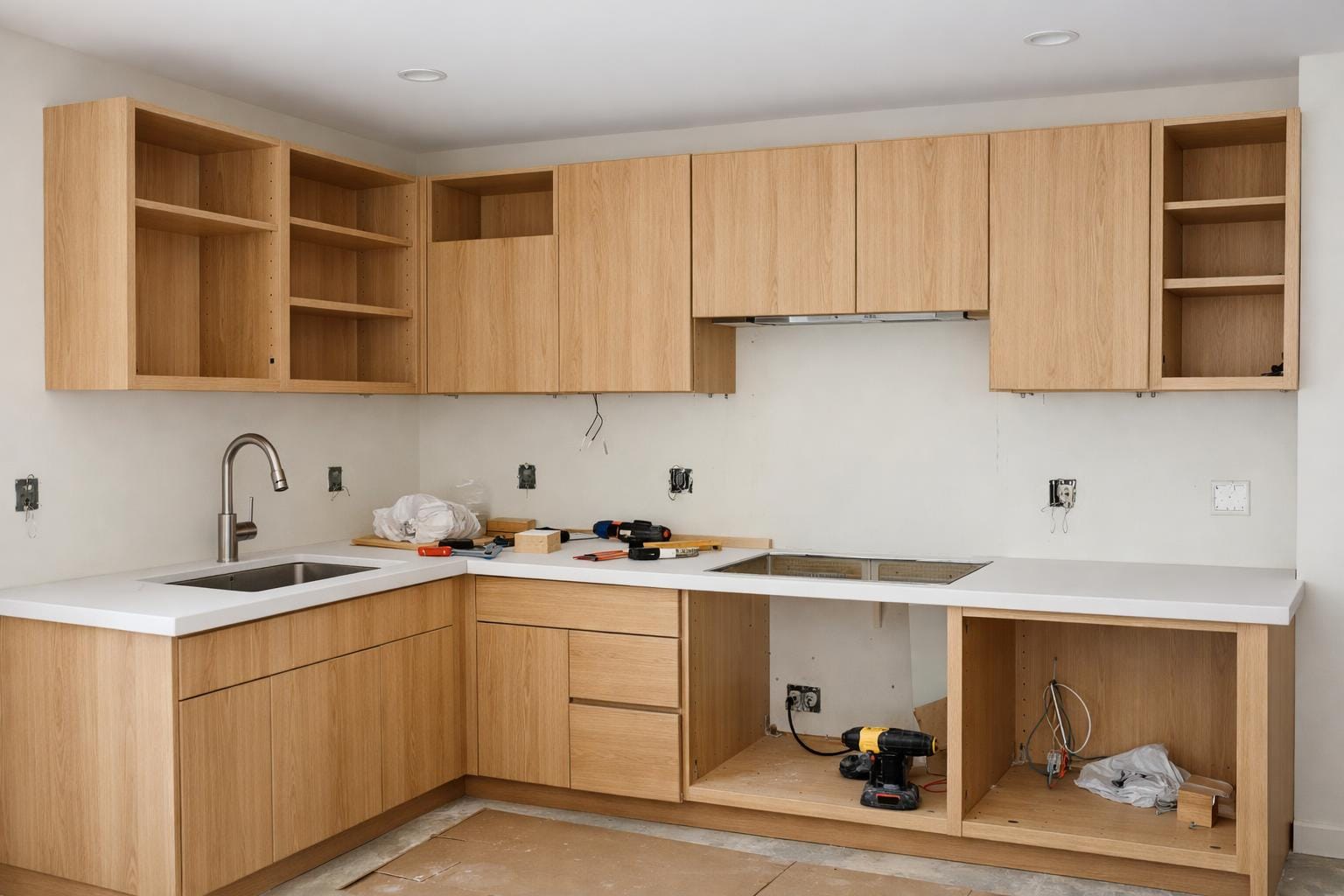 Professionel køkkenmontering i gang