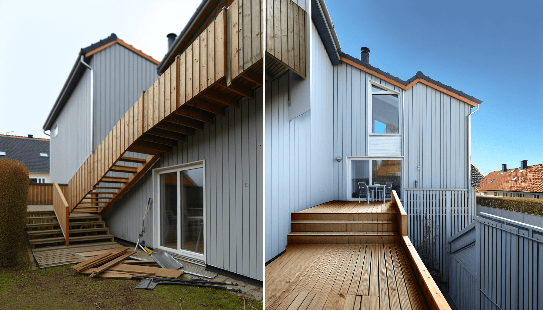 Store og små altaner sammenlignet på dansk villa