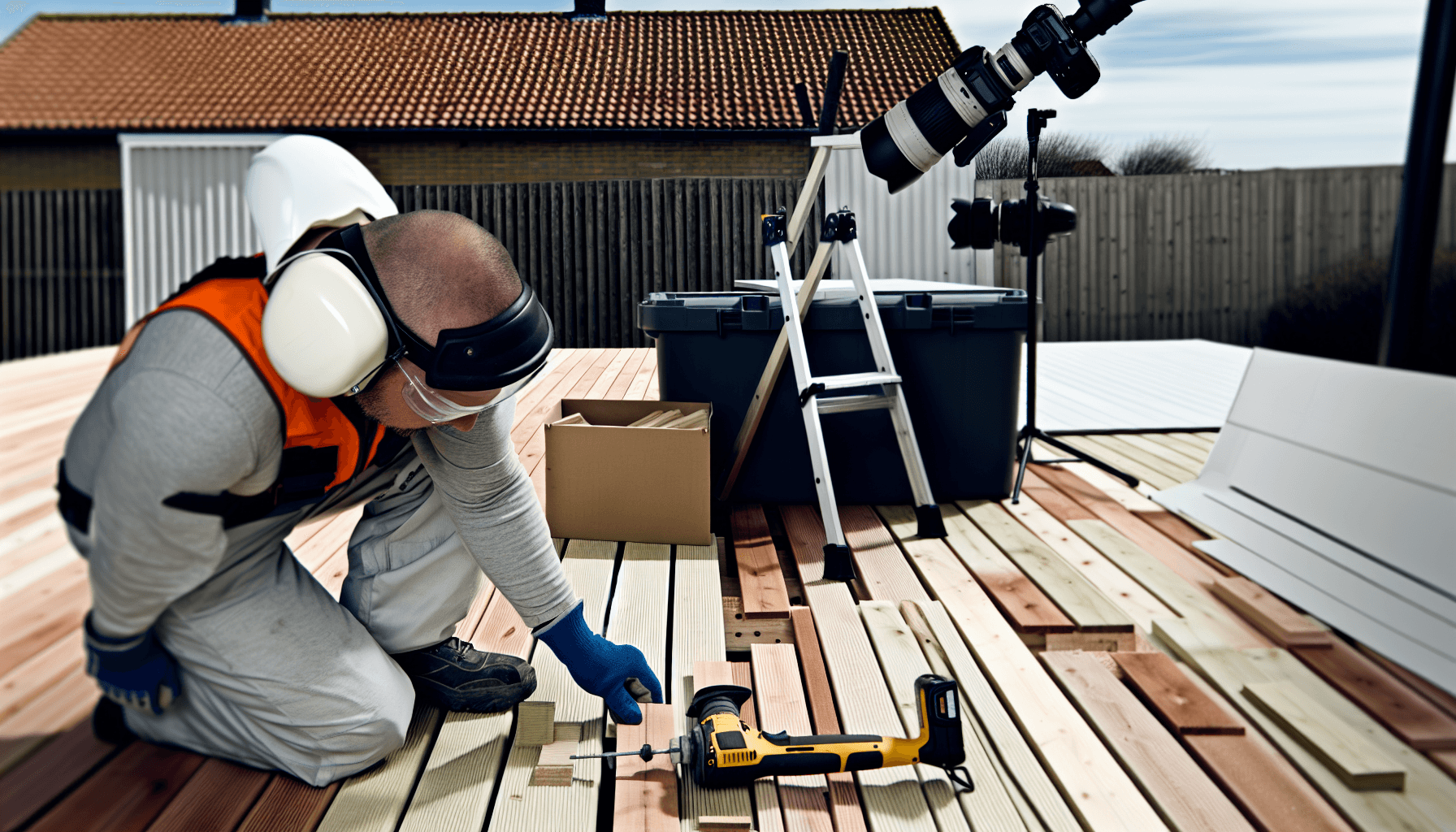 Professionel håndværker installerer altandæk