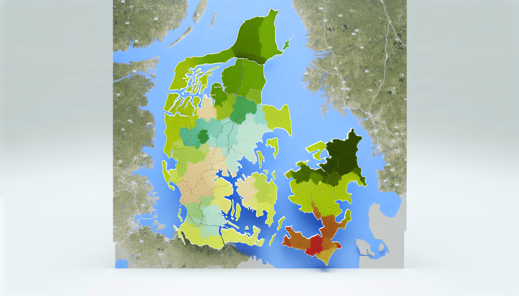 Kort over Danmark med prisforskelle på anlægsgartnertjenester