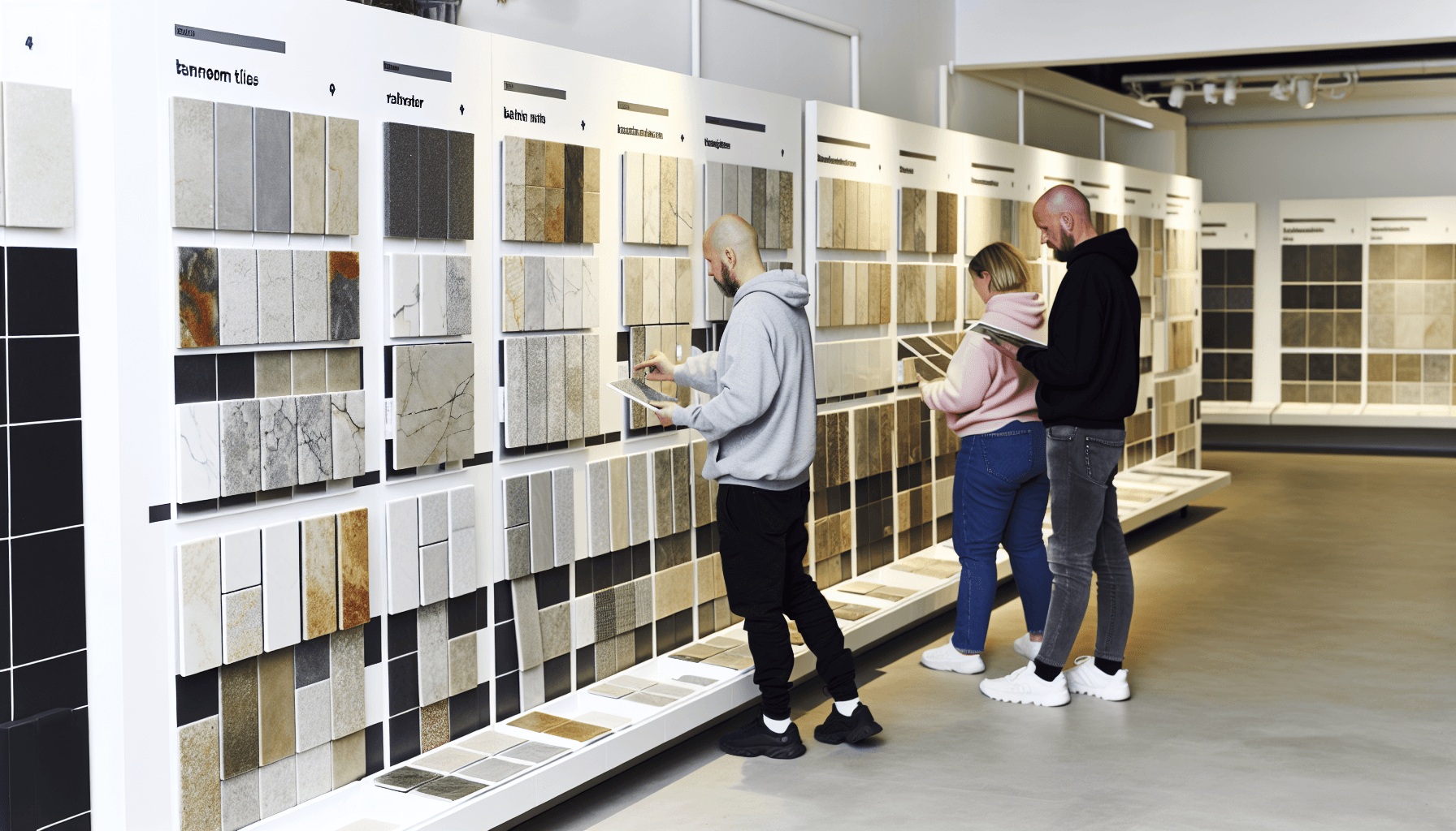 Fliseudstilling med prisskilte