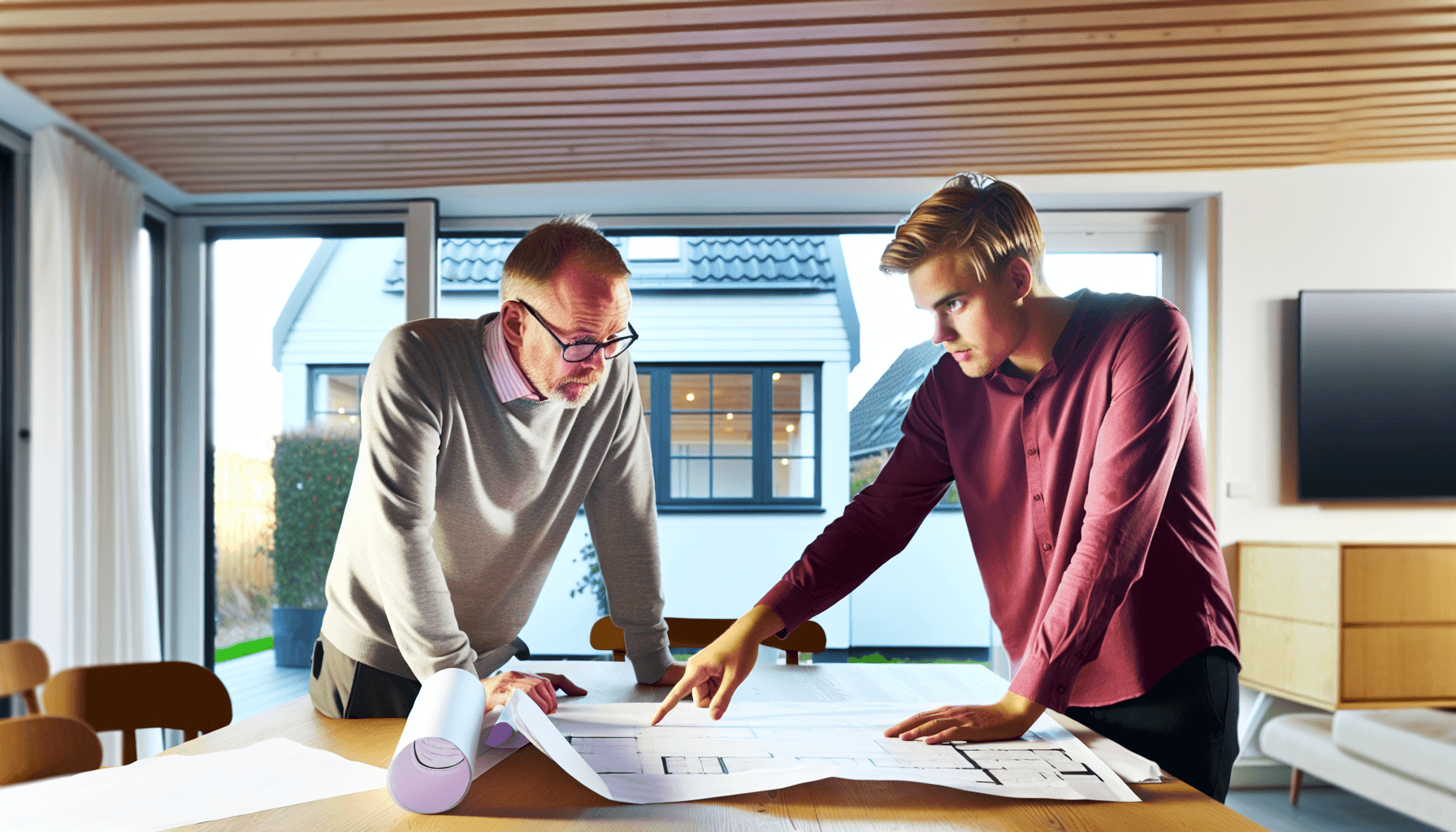 Boligejer i samtale med håndværker