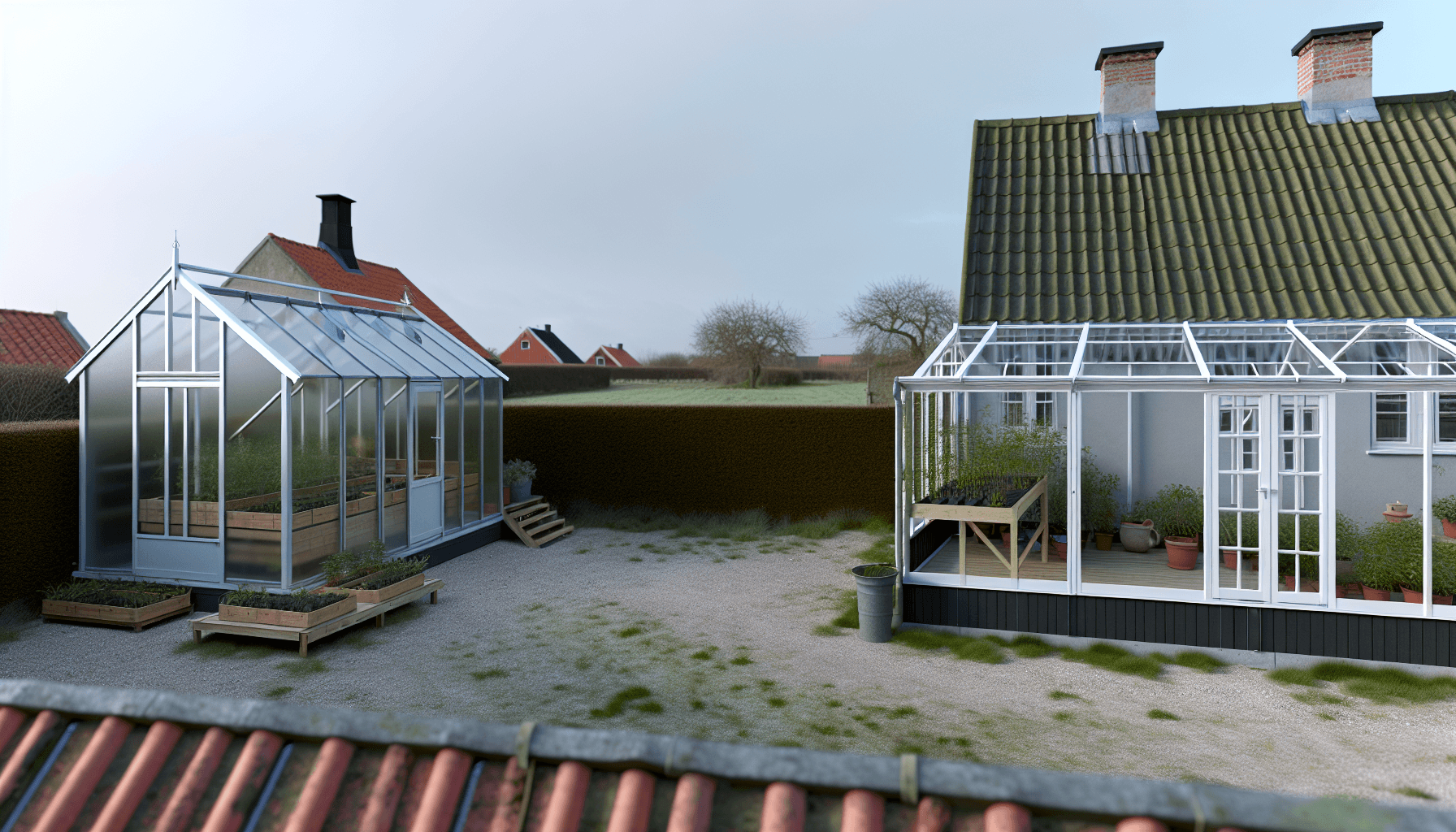 Sammenligning af forskellige drivhusstørrelser i dansk have