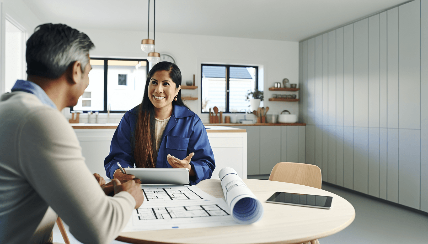 Håndværker laver tilbud til boligejer