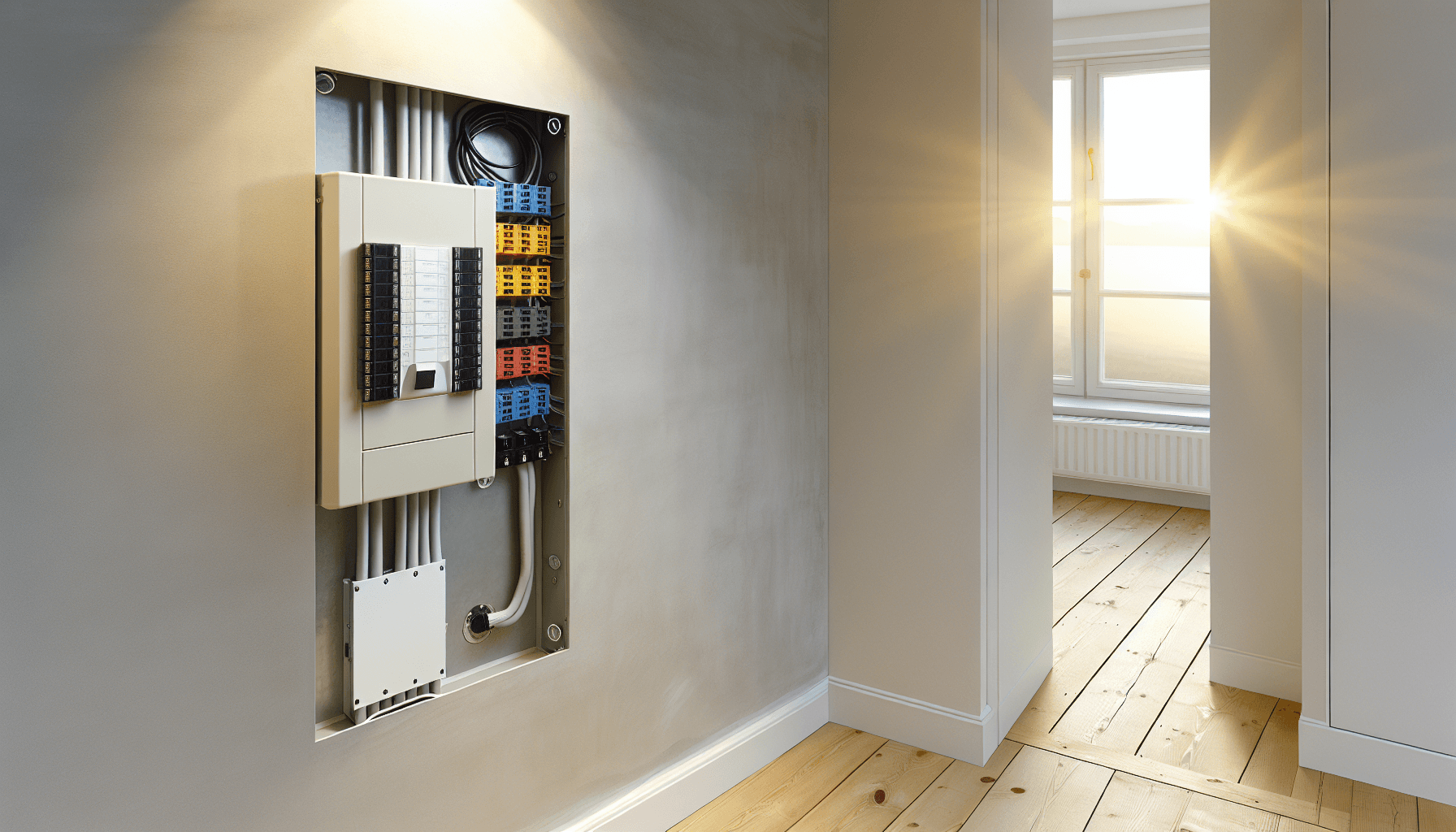 Moderne eltavle installeret i dansk hjem