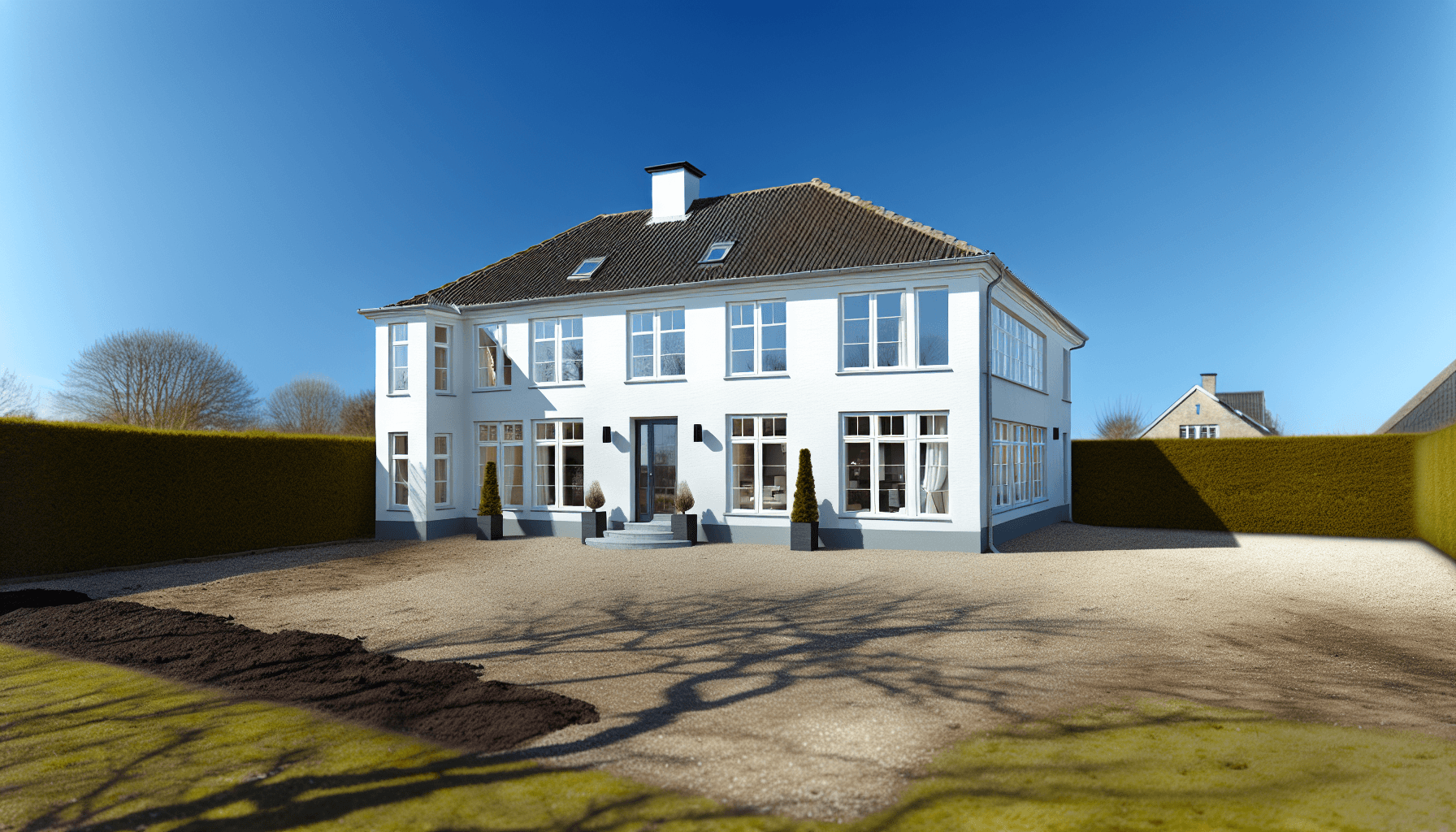 Færdig renoveret facade på dansk villa
