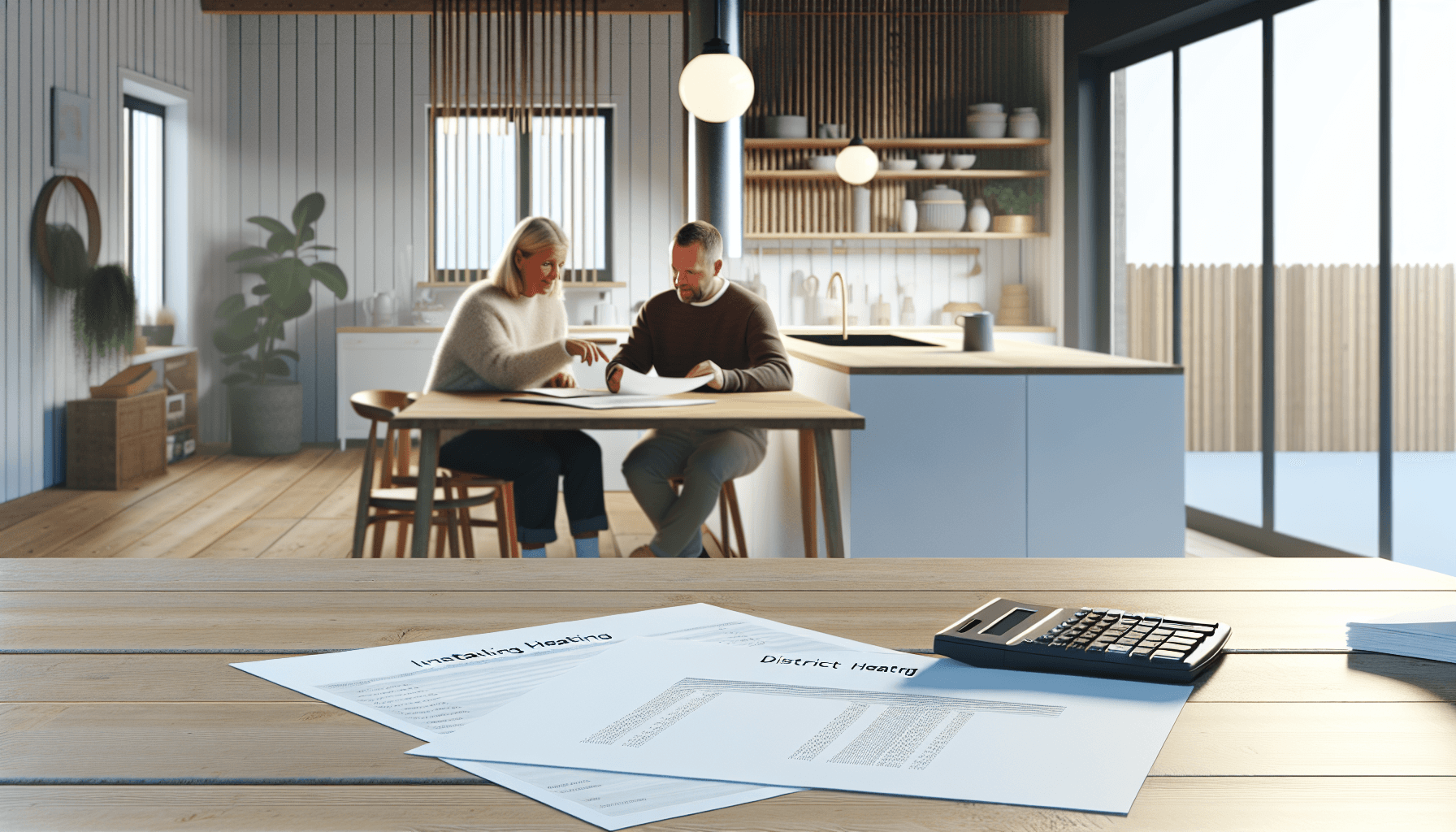 Familie der gennemgår finansieringsmuligheder for fjernvarme