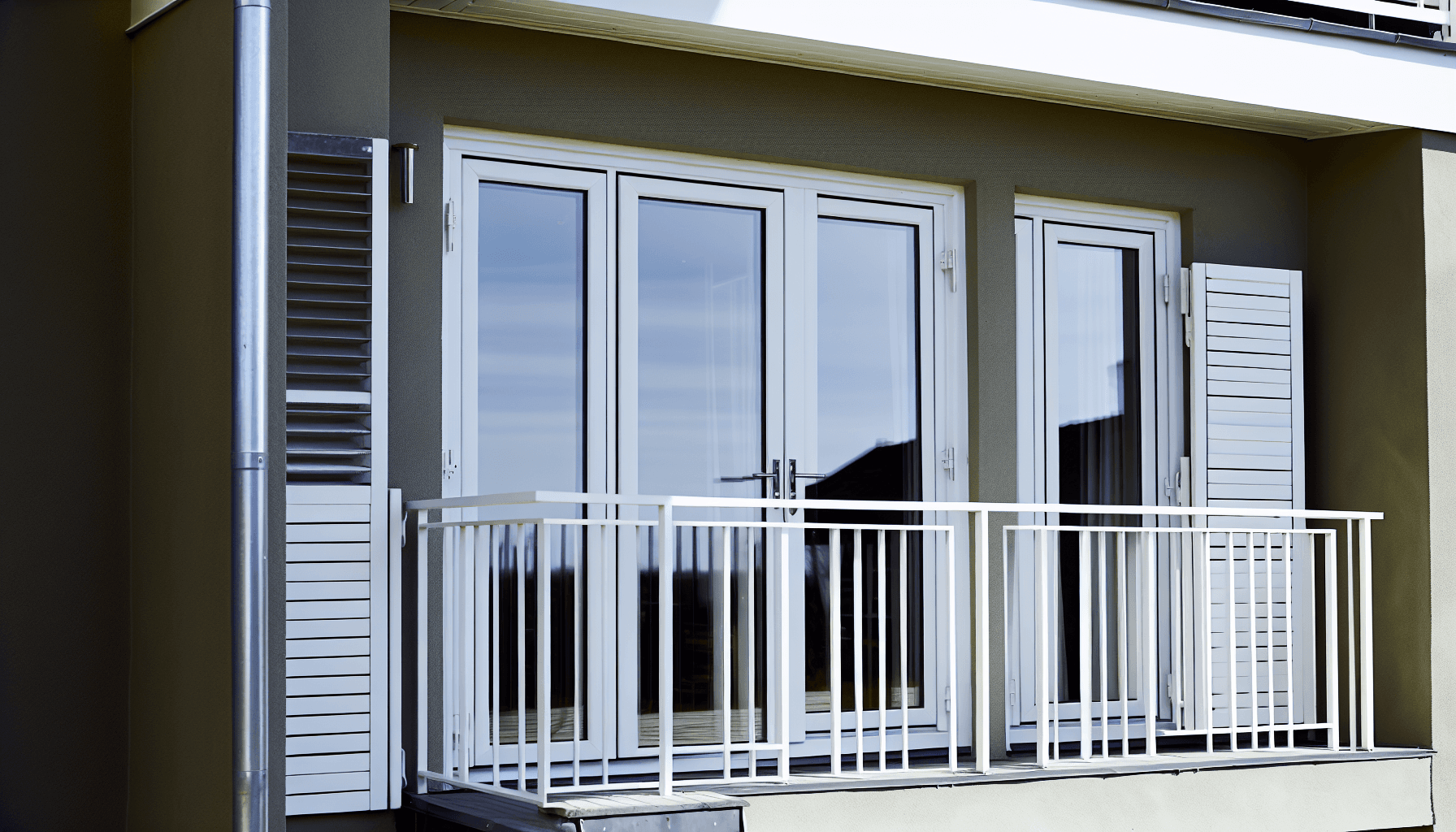 Elegant fransk altan på dansk villa med glasdøre