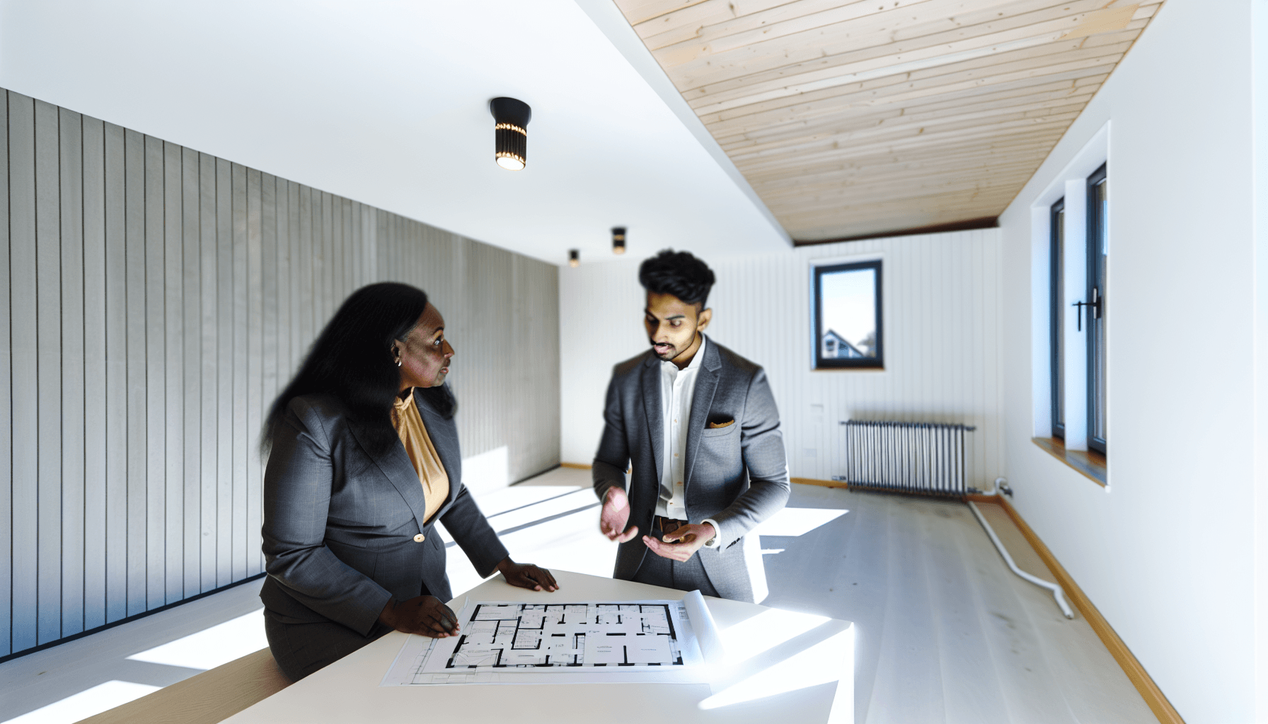 Professionelt tilbudsmøde mellem boligejer og håndværker omkring kælderfugtsikring