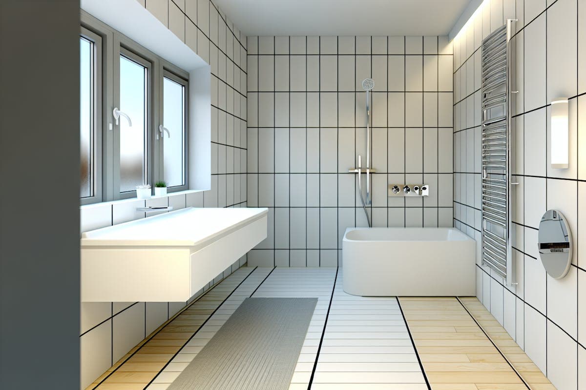 Færdig gulvvarme installation med flisegulv