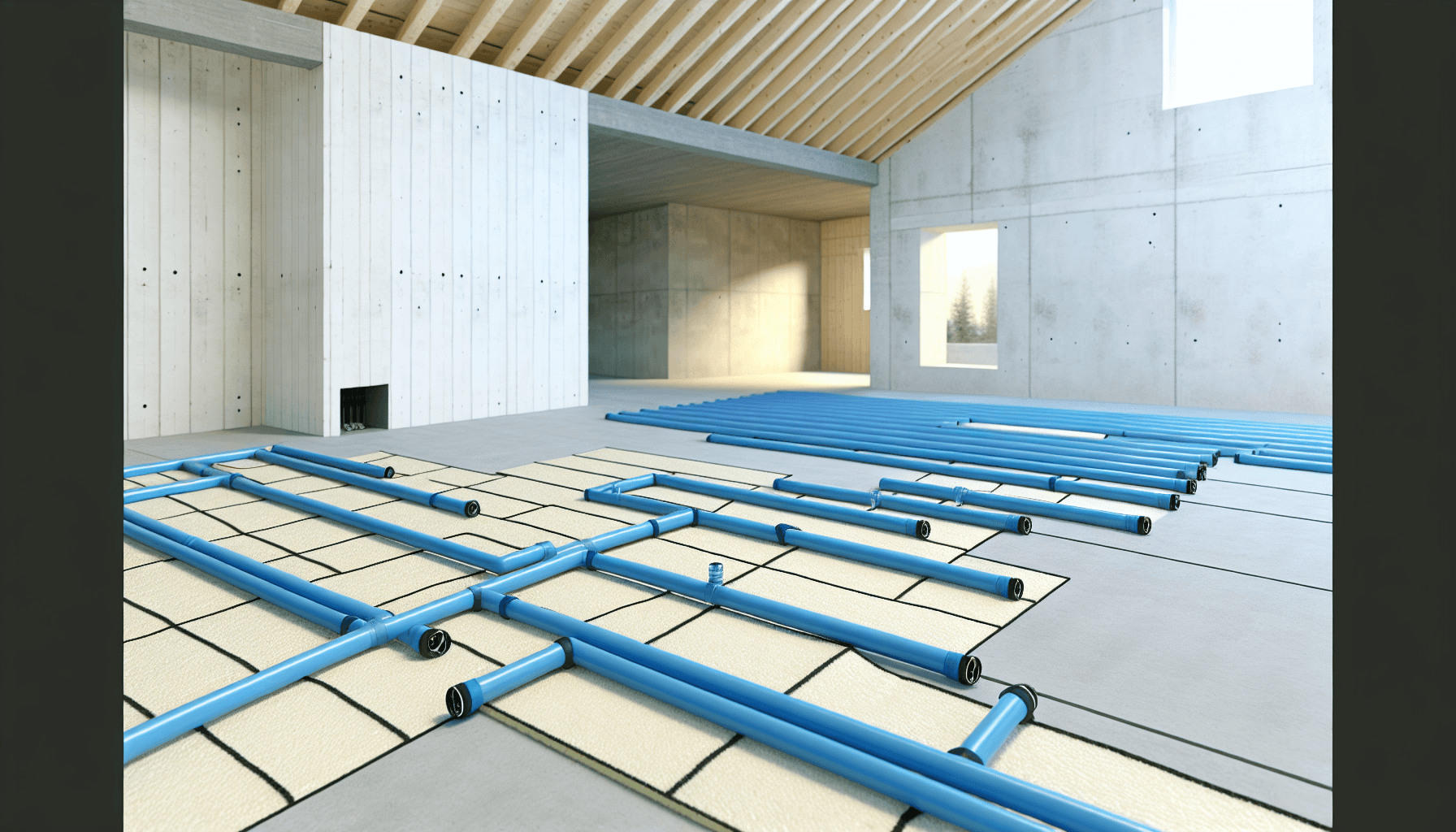 Vandgulvvarme rør bliver lagt i dansk villa