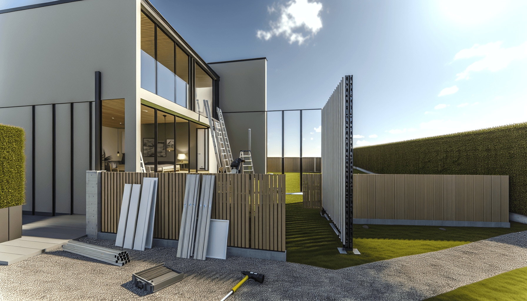 Moderne WPC hegn ved nyere dansk bolig