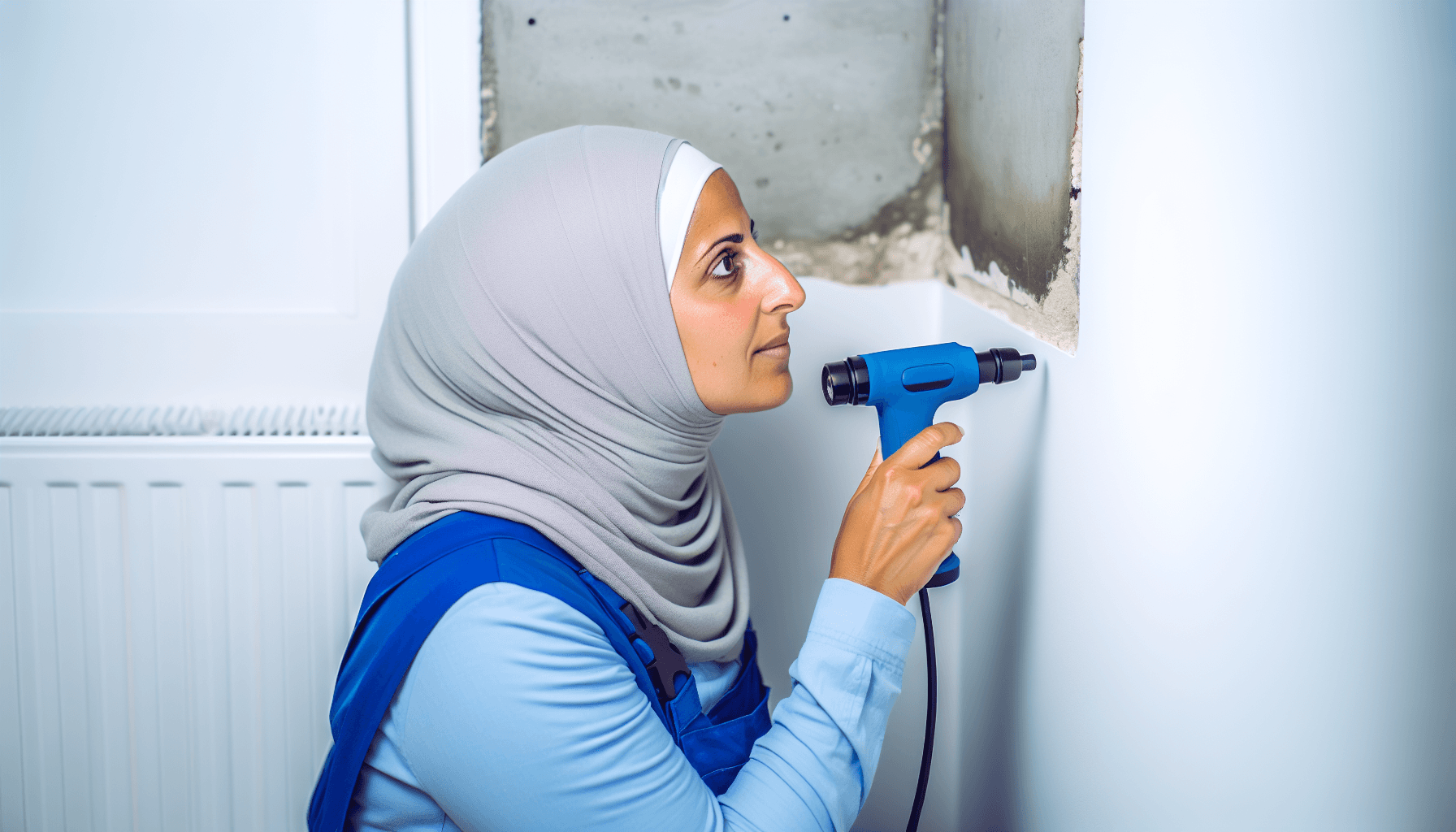 Håndværker inspicerer hulrum med endoskop