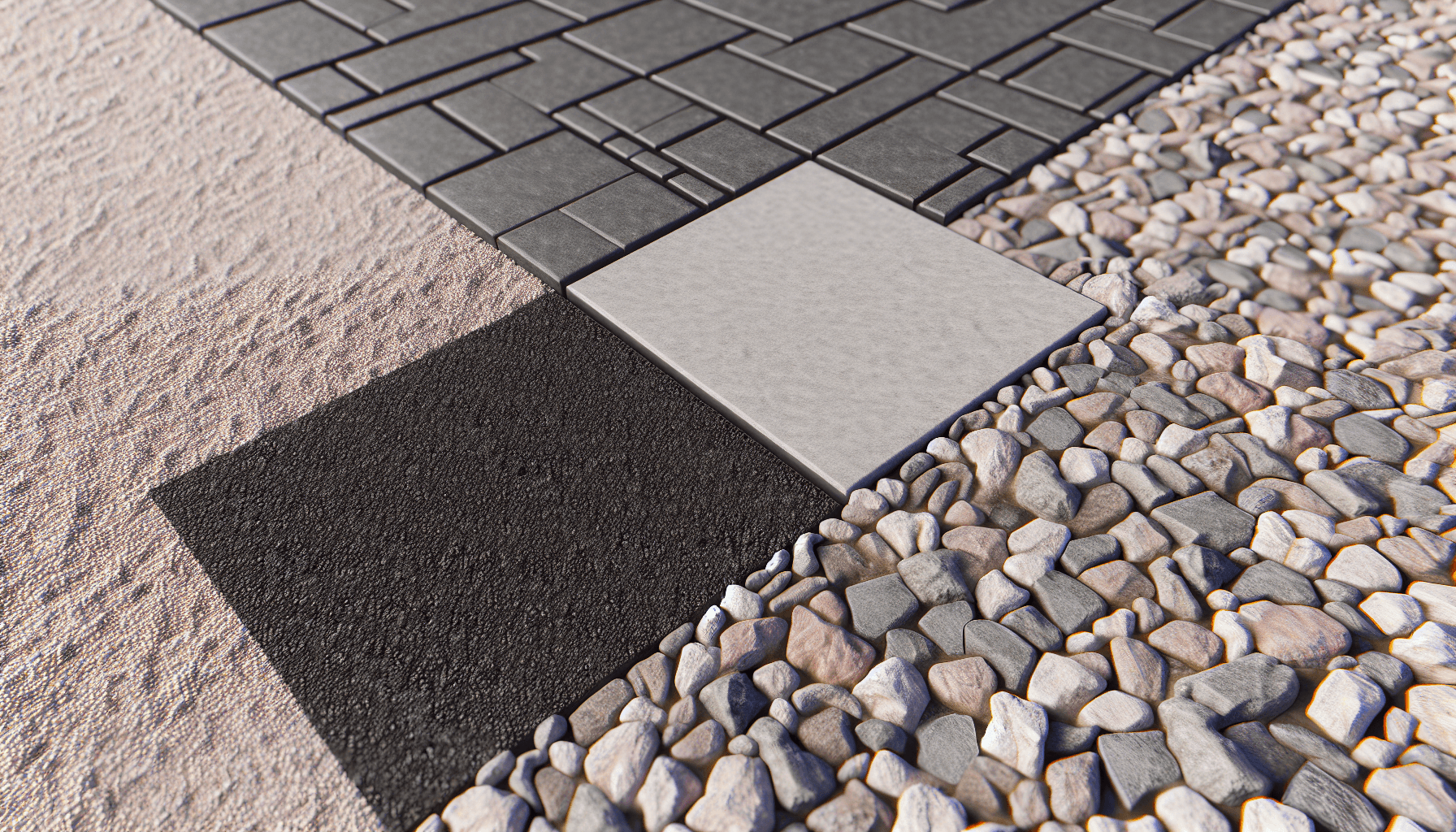 Sammenligning af forskellige indkørselsmaterialer side om side