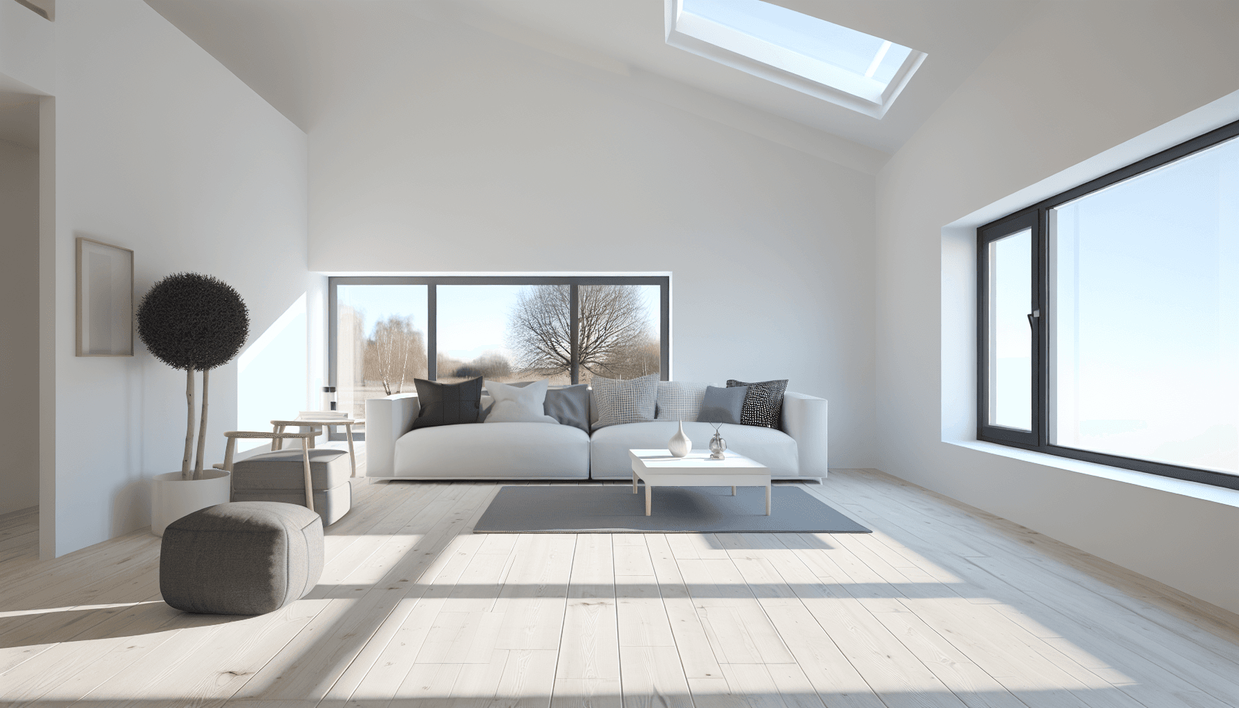 Nyligt malet moderne stue med perfekt finish