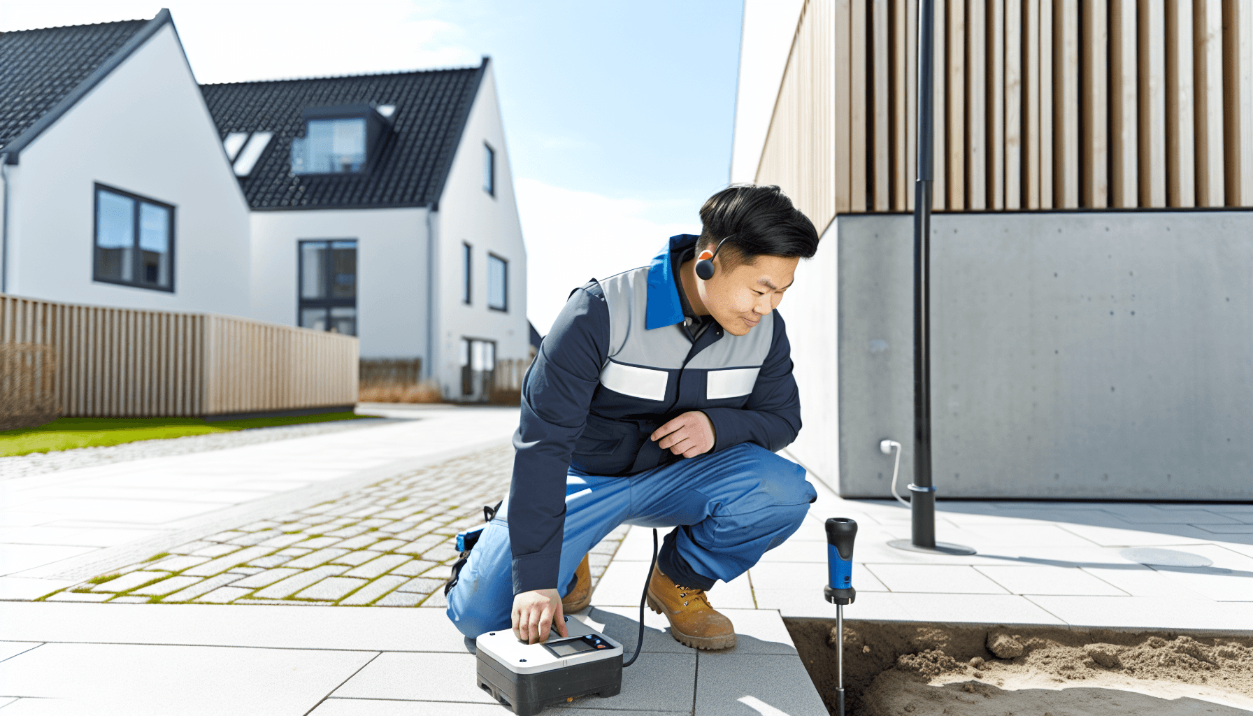 Tekniker måler jordtemperatur med specialudstyr