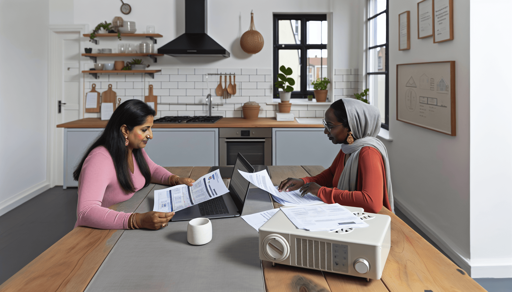 Boligejer gennemgår tilbud med jordvarme-installatør