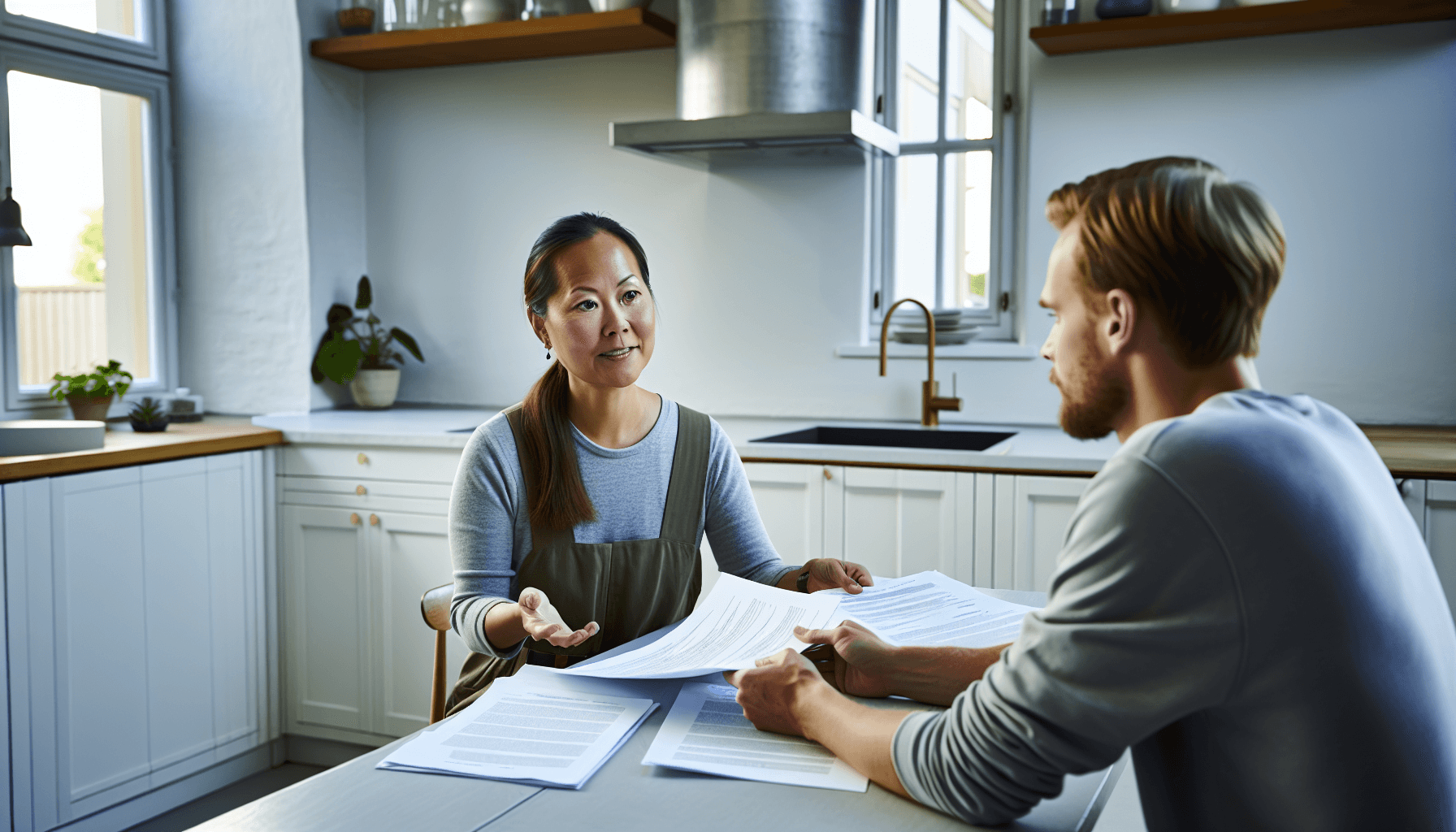 VVS-håndværker der præsenterer tilbud til husejer