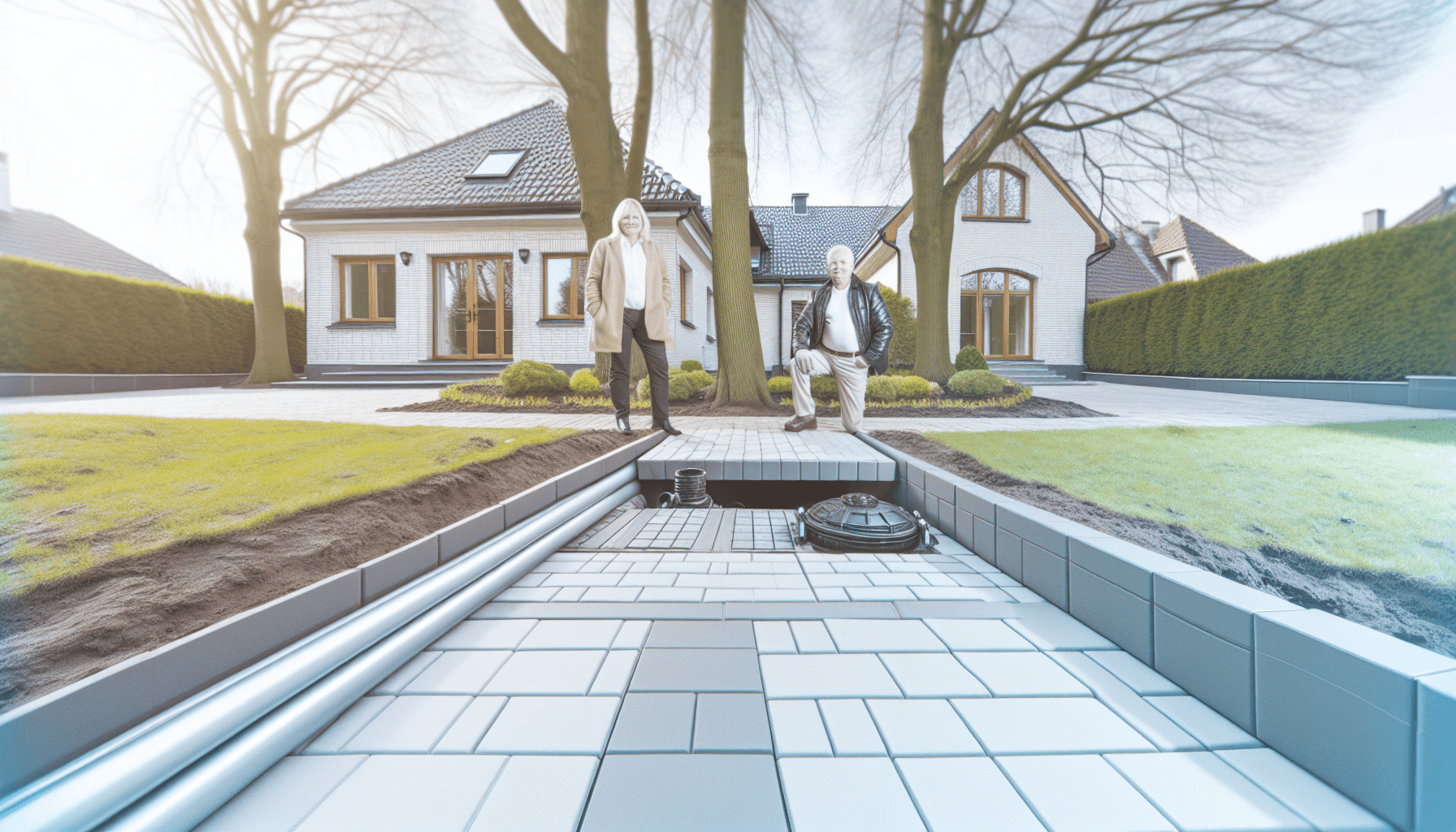 Færdigt kloakarbejde med tilfredse boligejere