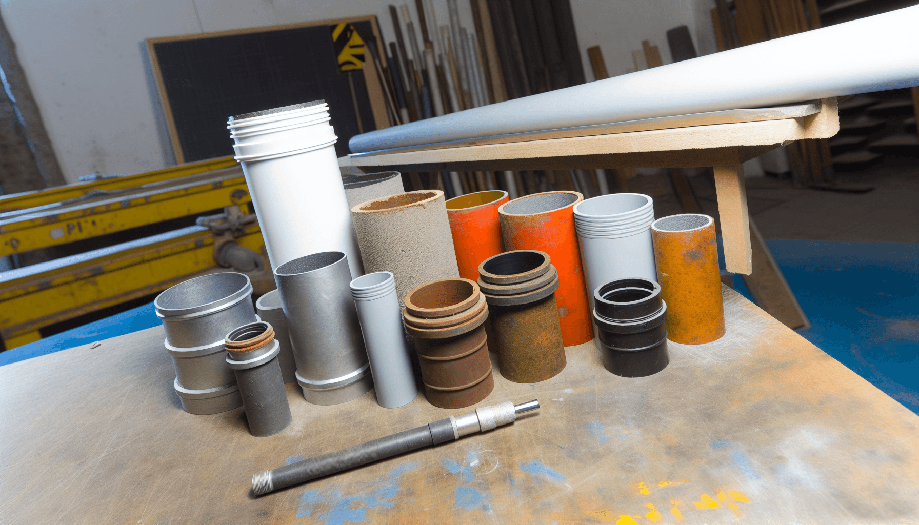 Sammenligning af forskellige kloak-materialer på arbejdsbord