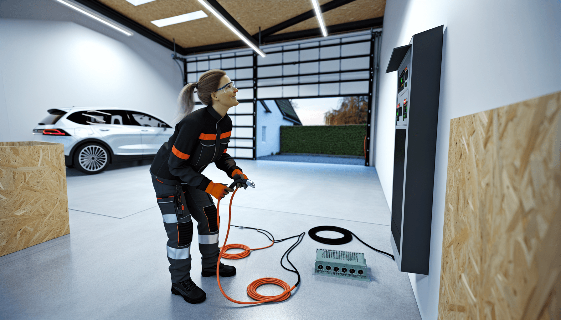 Elektriker installerer ladekabel og sikringsskab