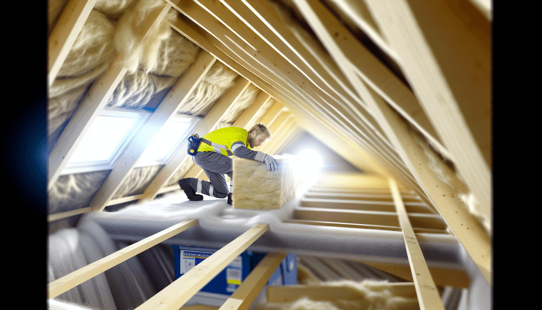 Håndværker installerer loft isolering i dansk villa