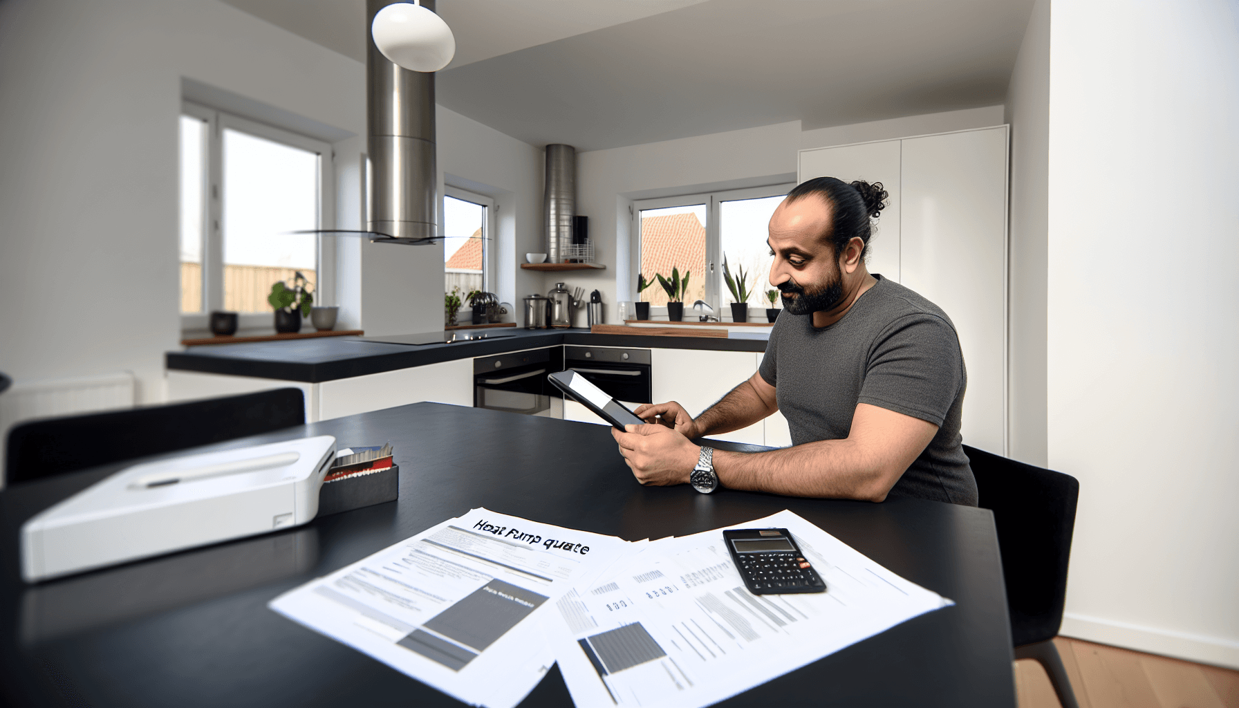 Boligejer der sammenligner tilbud på tablet