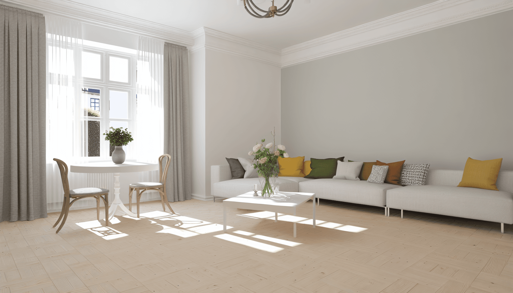 Nymalede rum med forskellige farver og finish