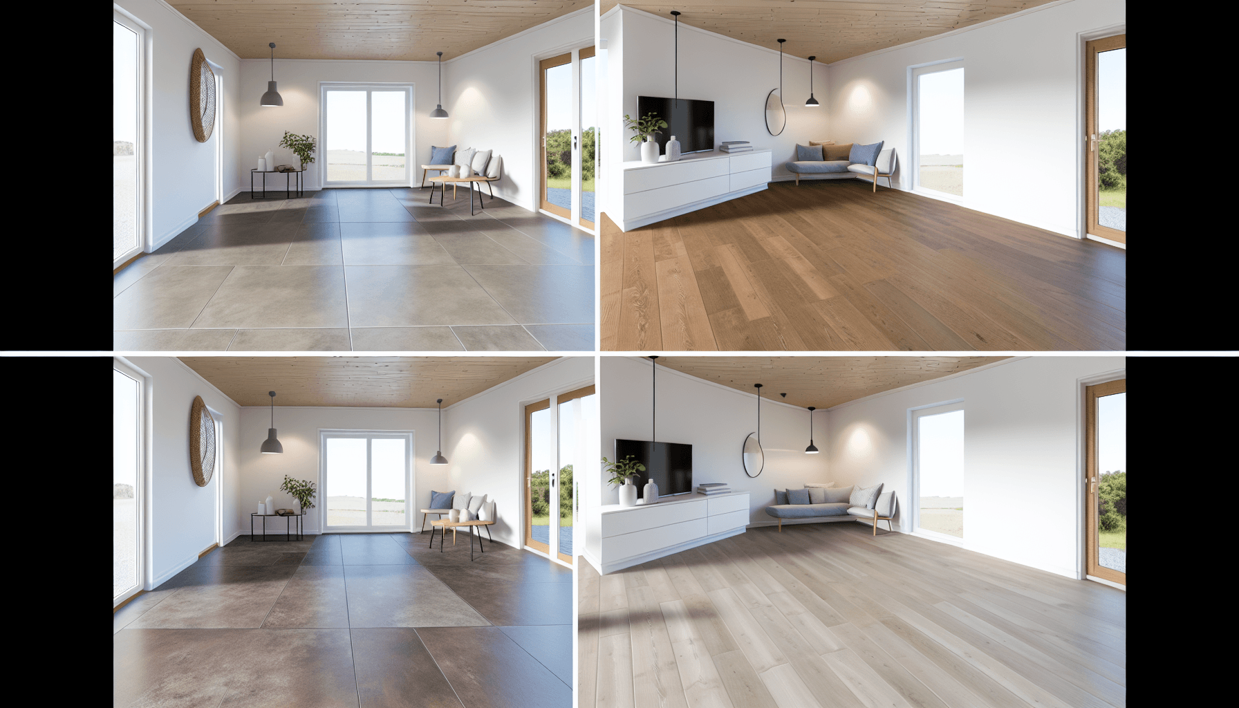 Sammenligning af forskellige microcement finish og farver