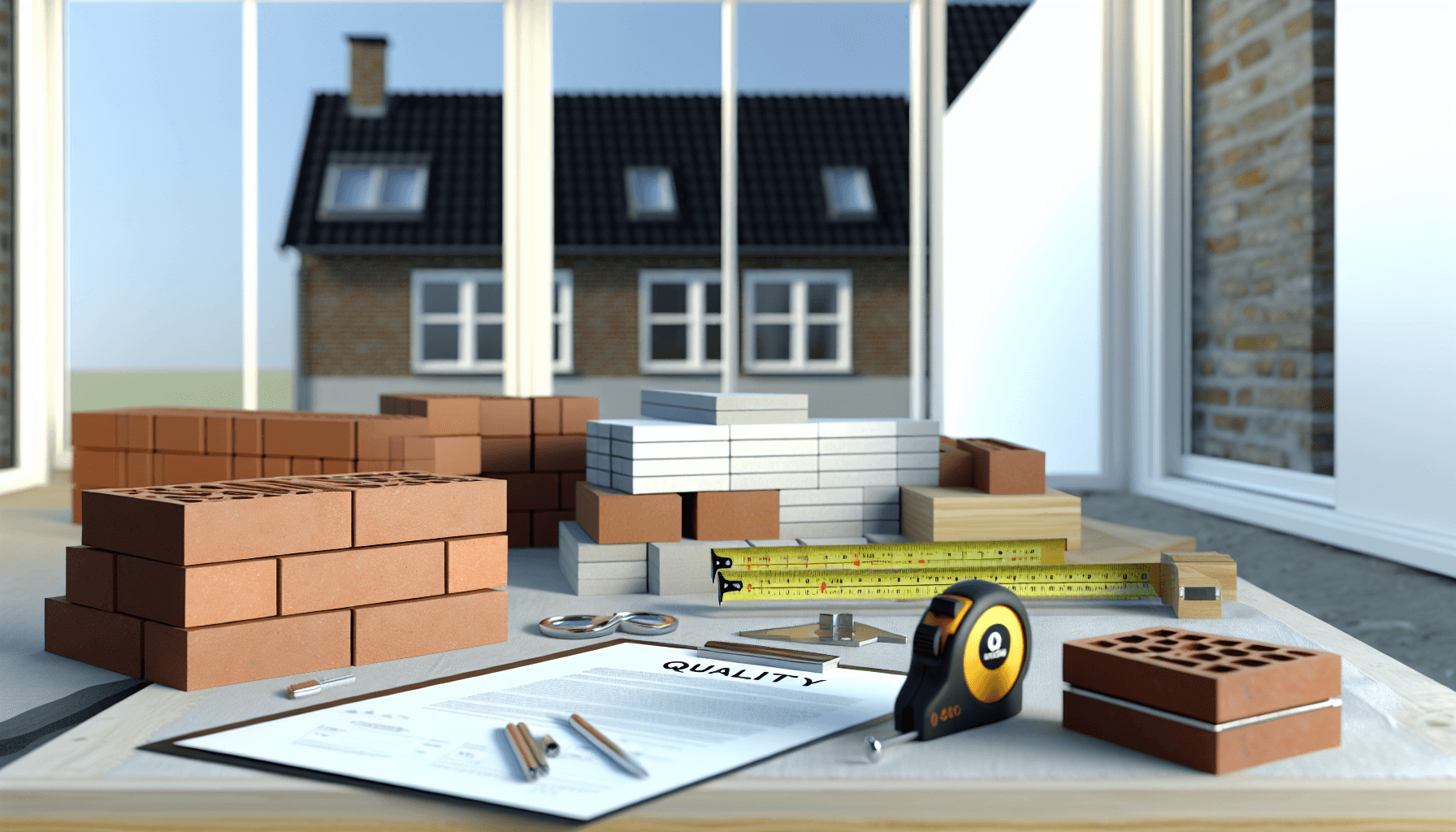 Forskellige typer murbier arrangeret på byggeplads