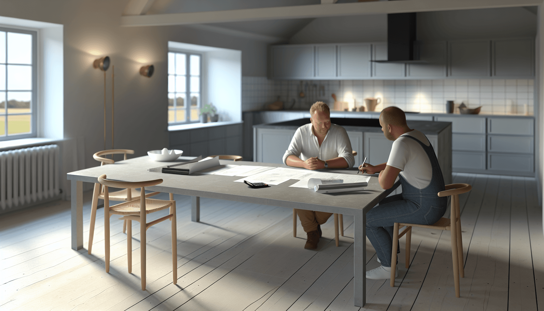 Boligejer gennemgår tilbud med professionel murer