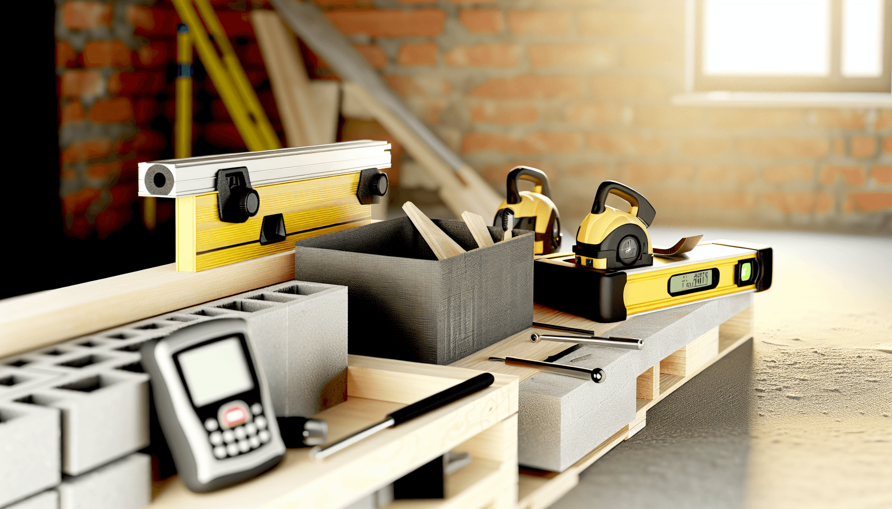 Moderne murerværktøj og teknologi på byggeplads