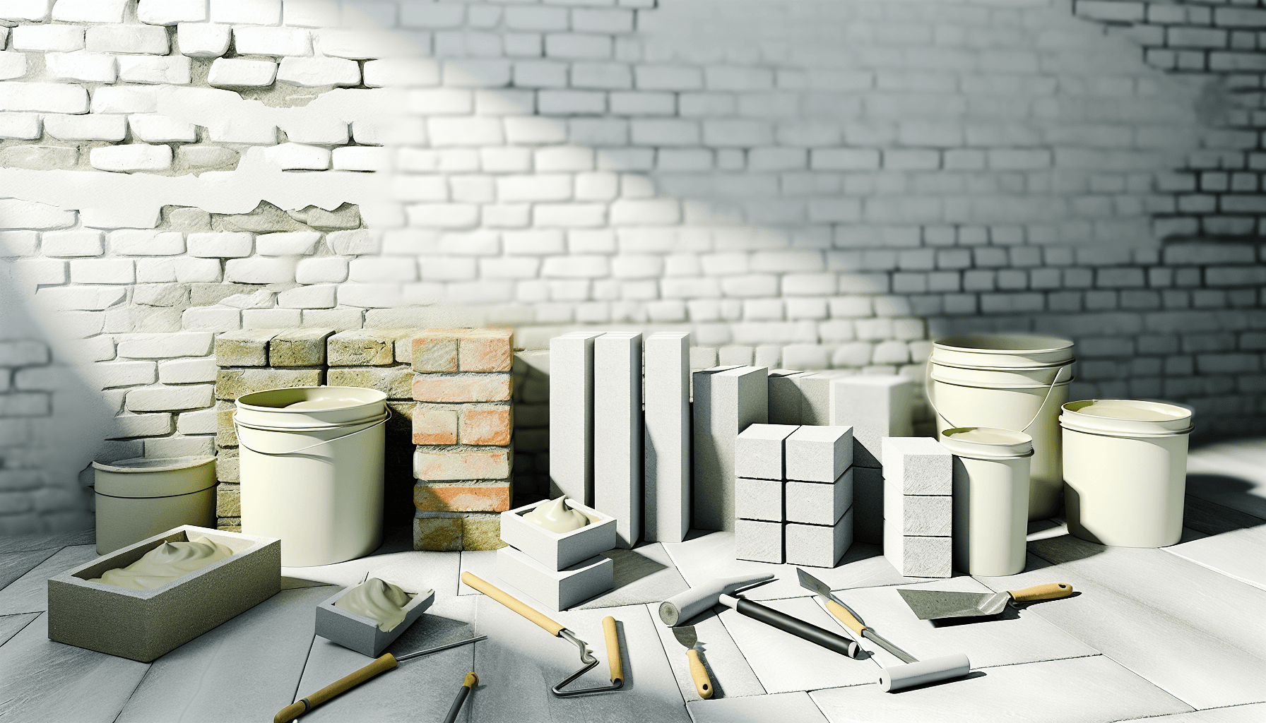 Forskellige typer mørtel og mursten til reparation
