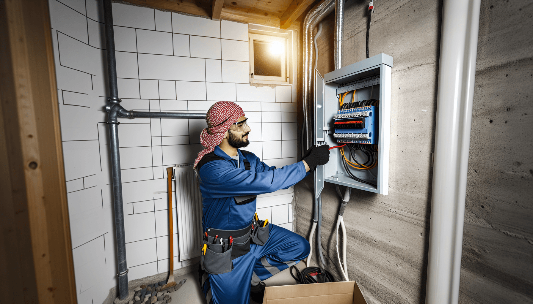 Elektriker arbejder på hovedtavle i dansk parcelhus