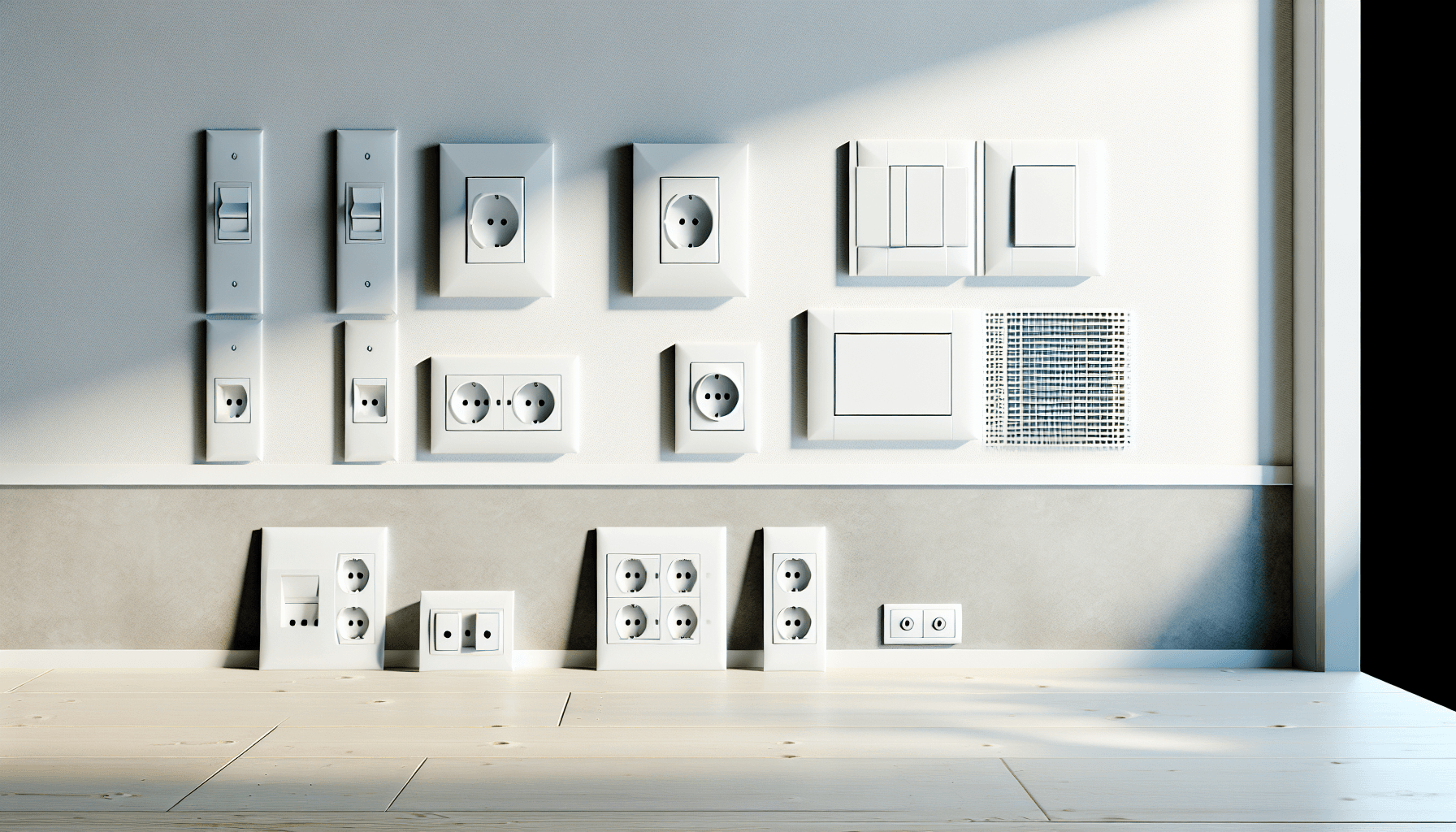 Moderne standard el-komponenter i pæn opstilling