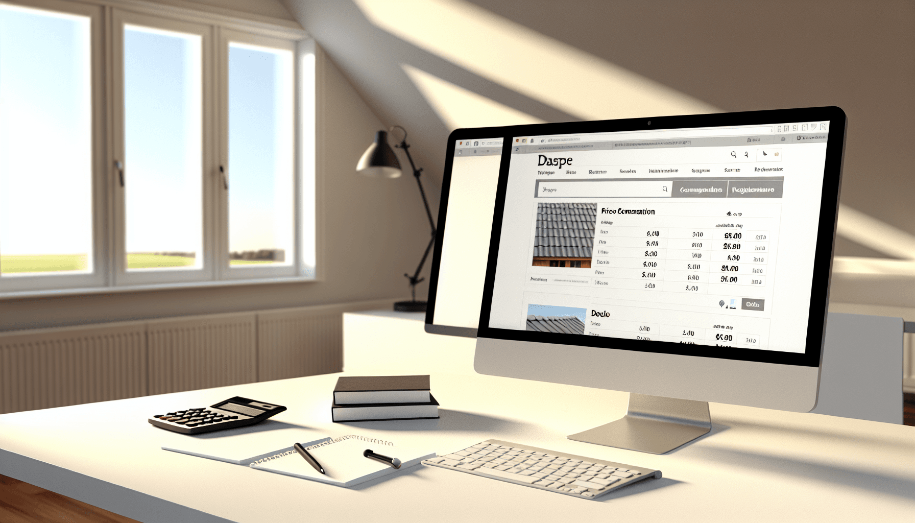 Prissammenligning tabel på computerskærm med eternittag priser