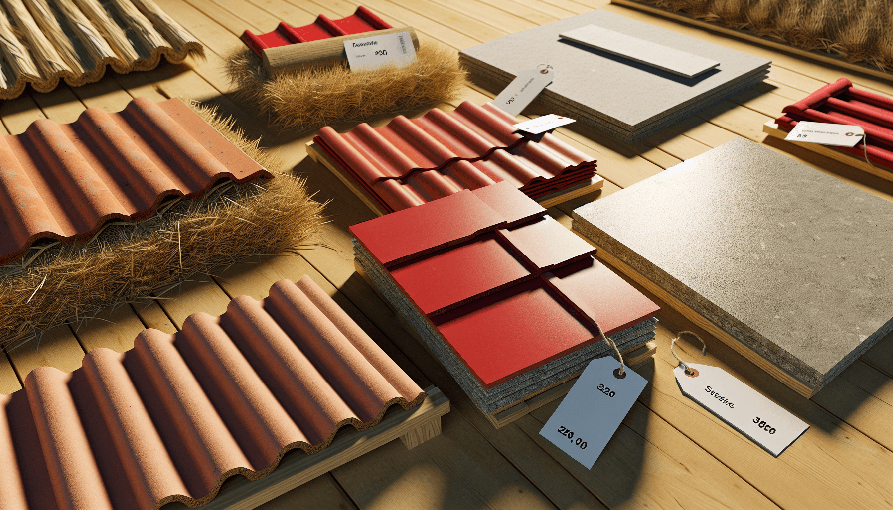 Forskellige tagmaterialer udstillet