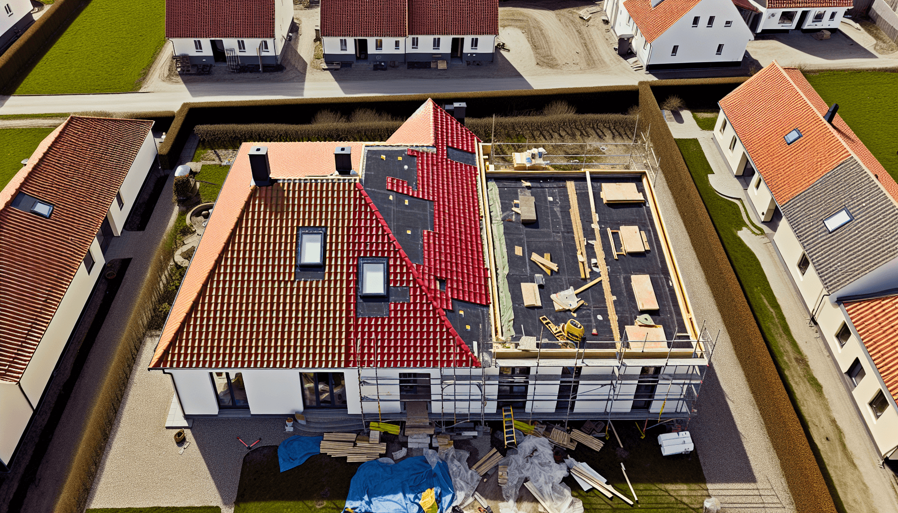 Tagarbejder under udførelse på dansk villa