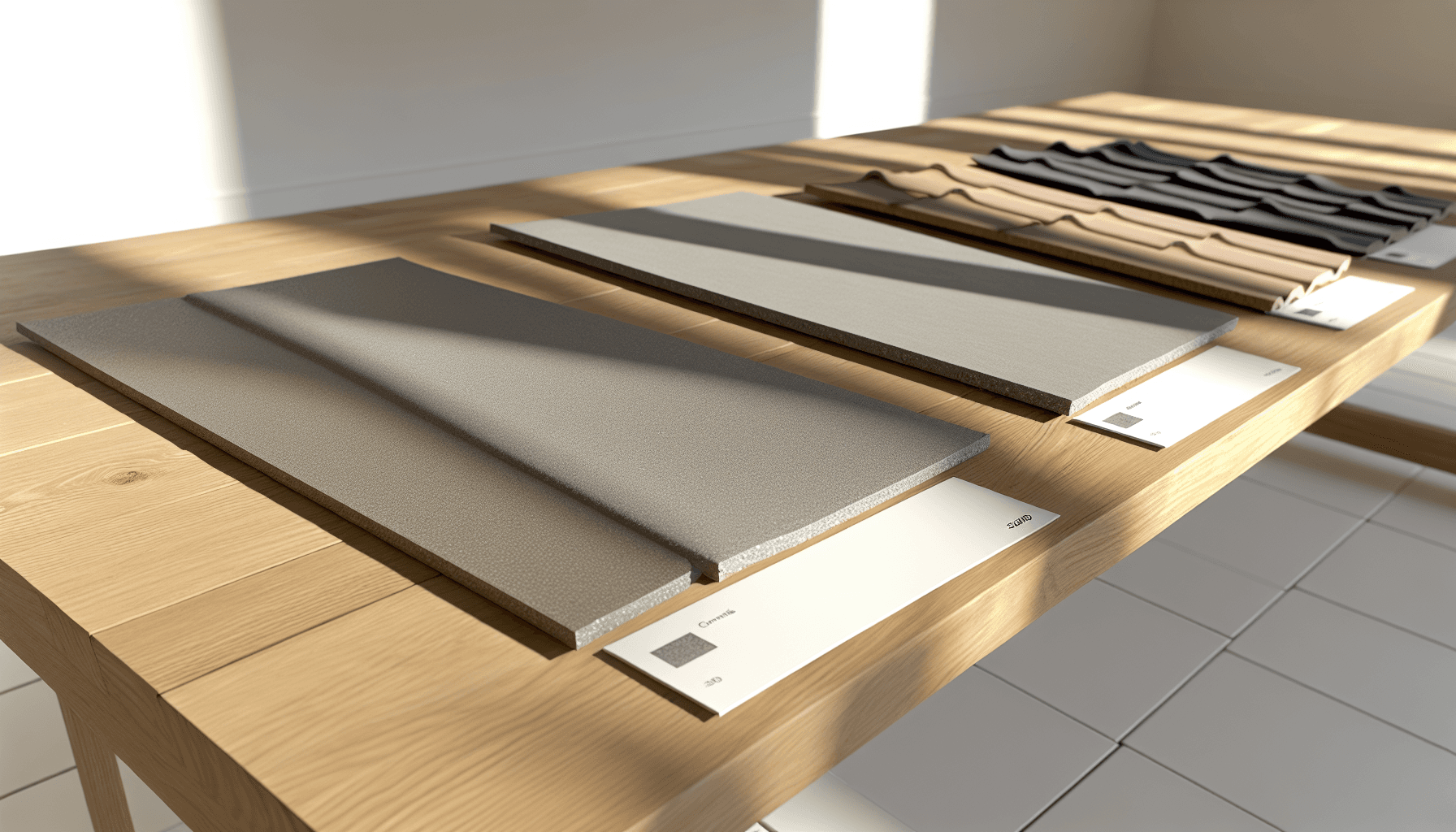 Sammenligning af forskellige tagsten på træbord