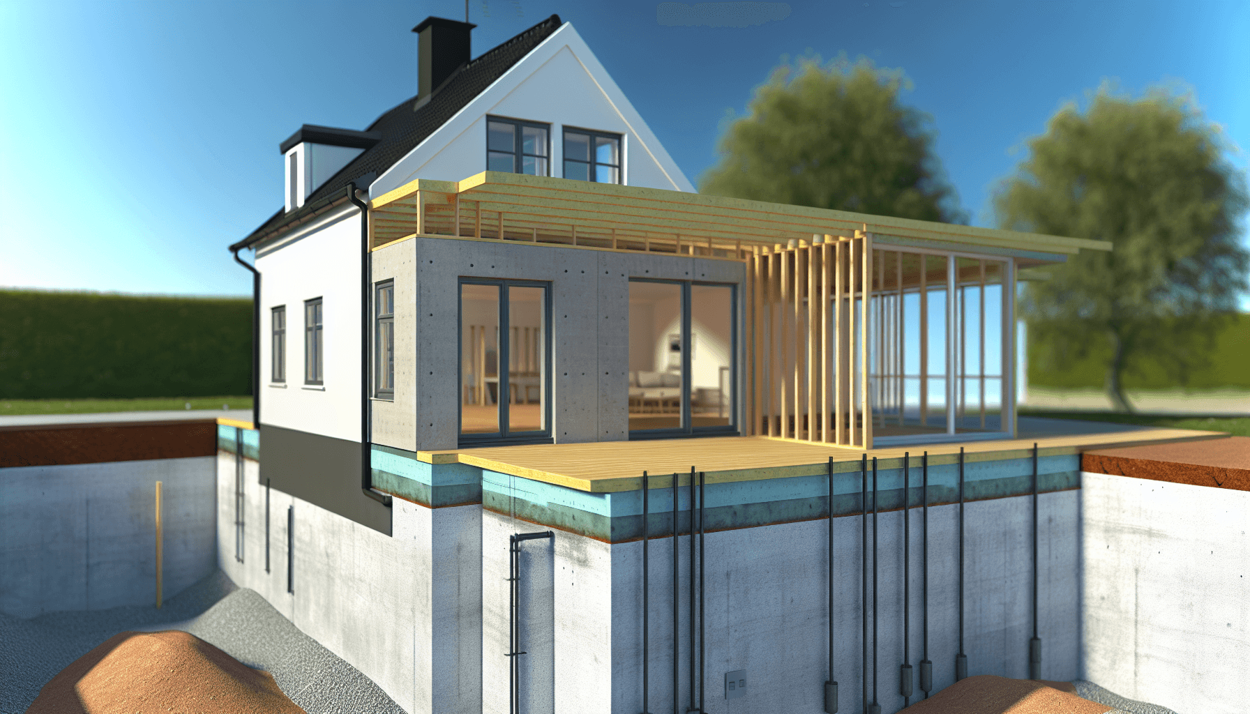 Diagram af grundvand og fugtspærring