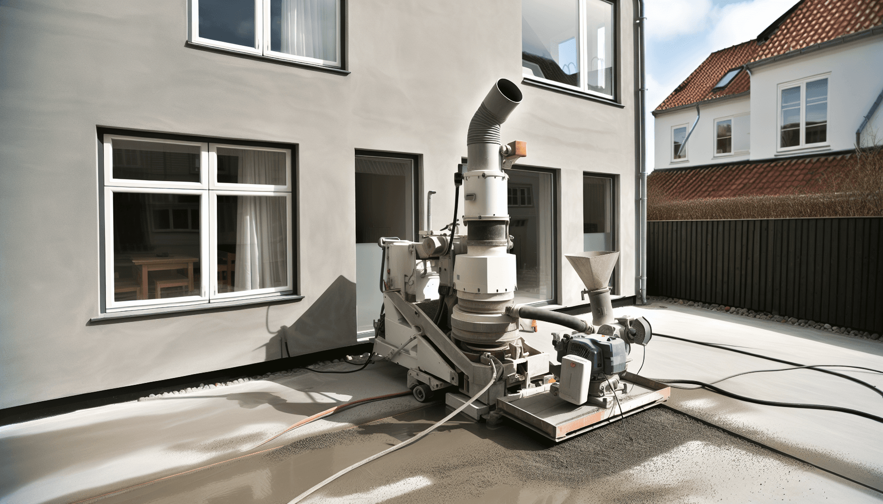 Installationsproces med slibemaskiner og støvudsugning