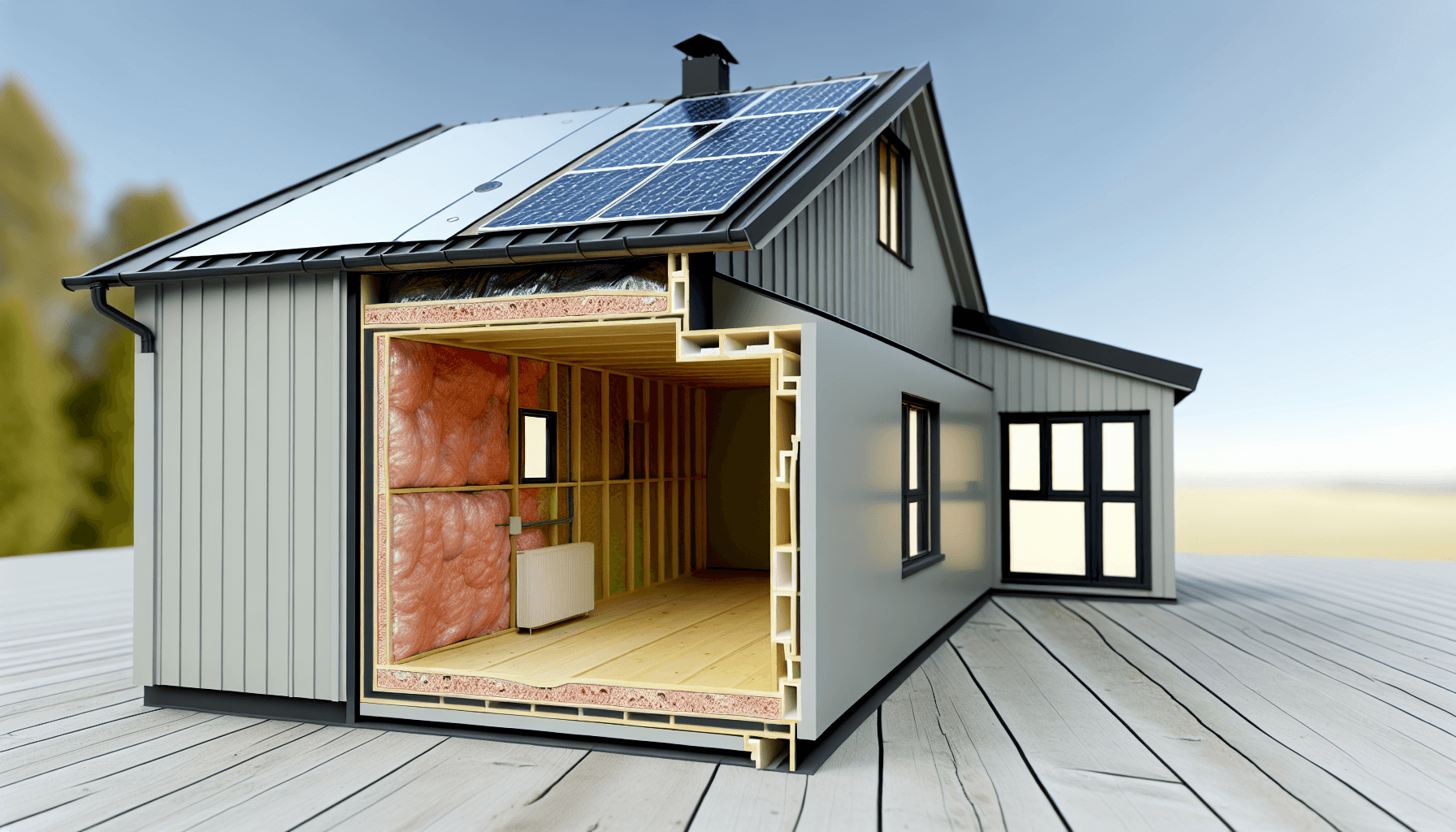 Energieffektiv tilbygning med solpaneler og høj isolering