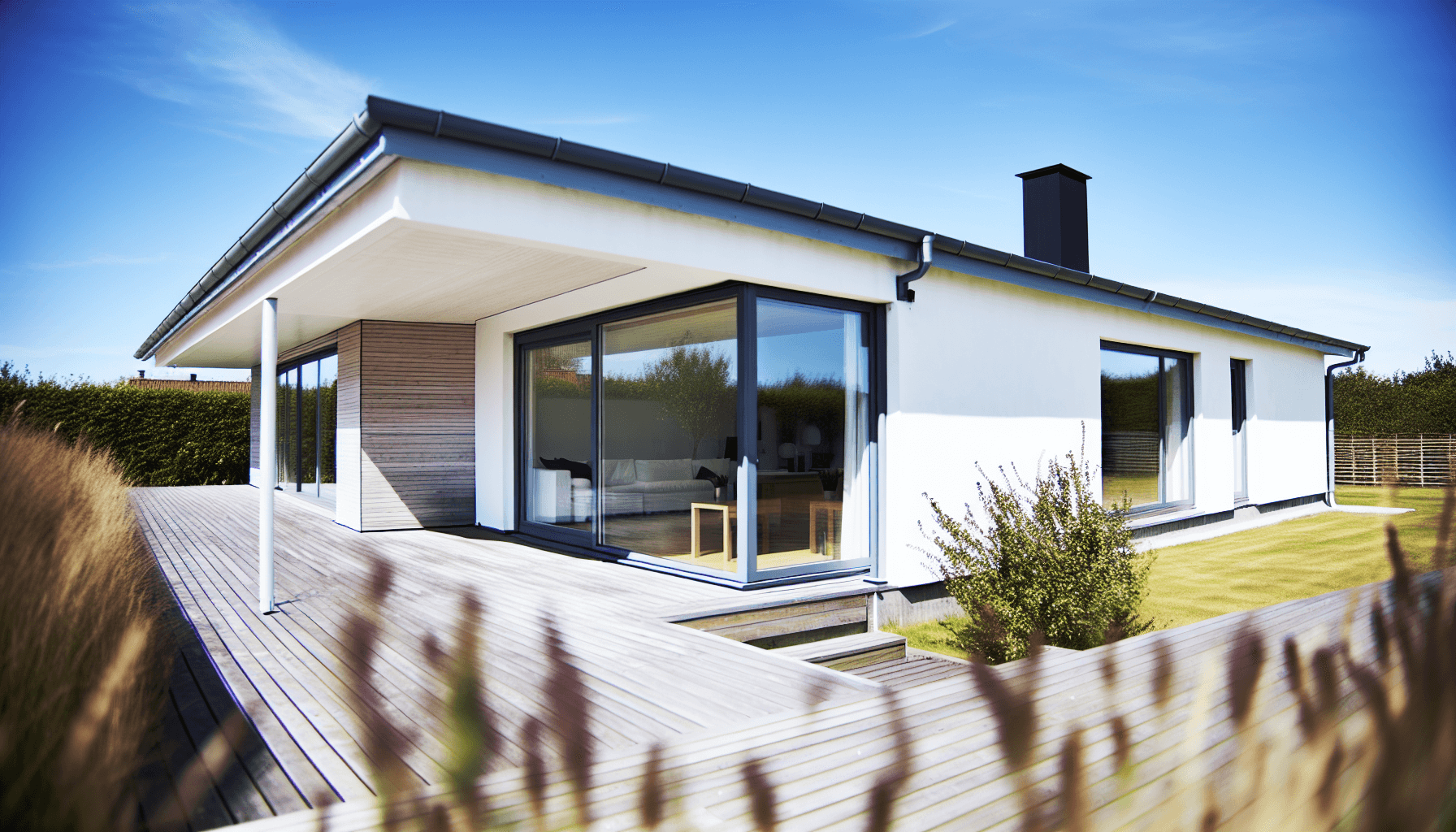 Smukt renoveret dansk sommerhus med moderne udvendige detaljer