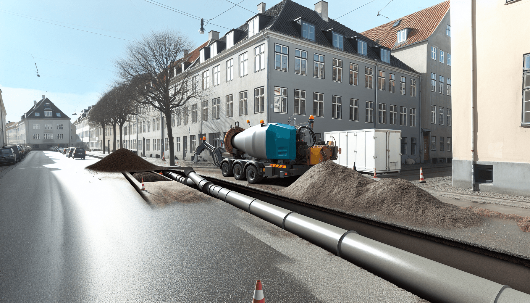 Moderne gravefri kloakeringsudstyr i aktion i dansk by