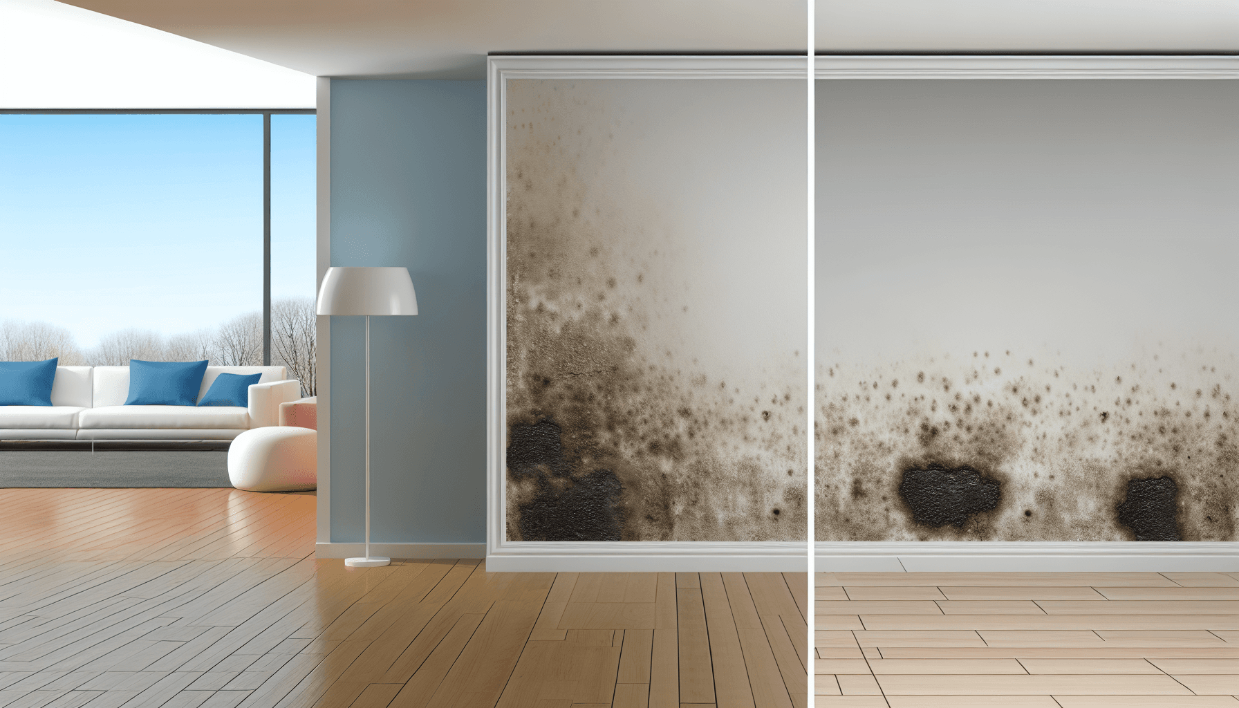 Sammenligning af lille og stor skimmelsvamp skade