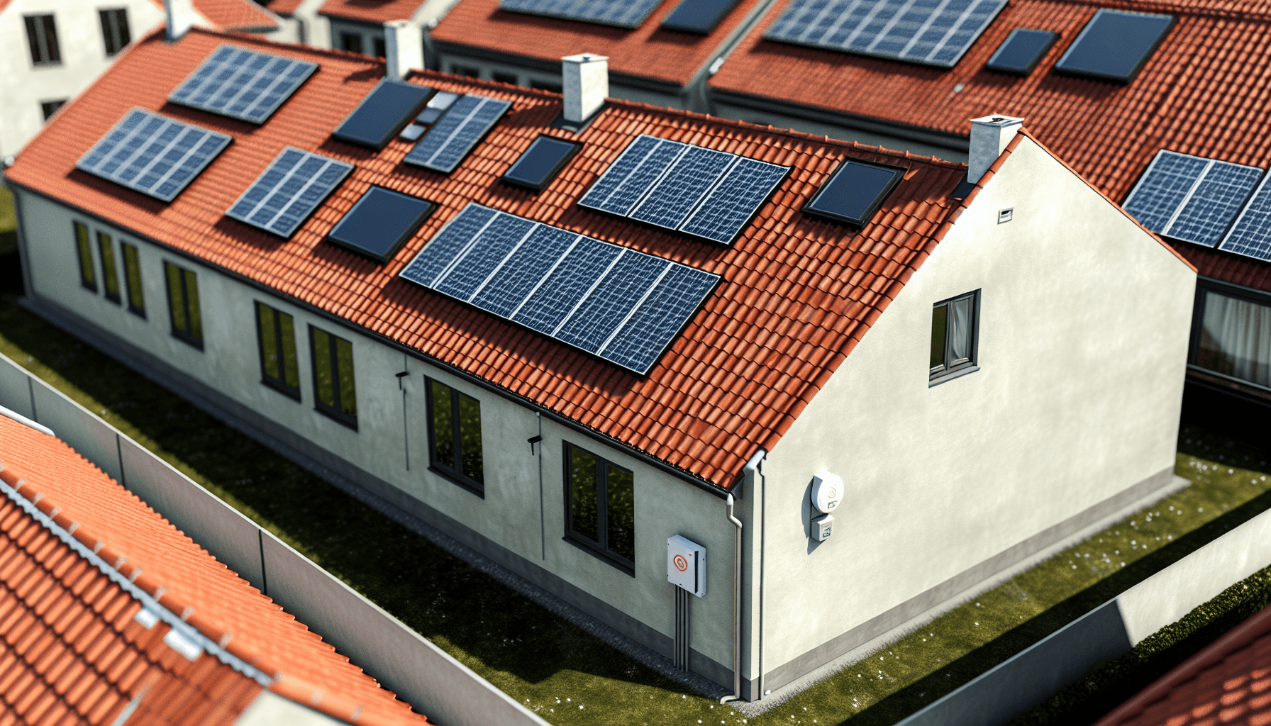 Solceller på dansk villa med energimåler