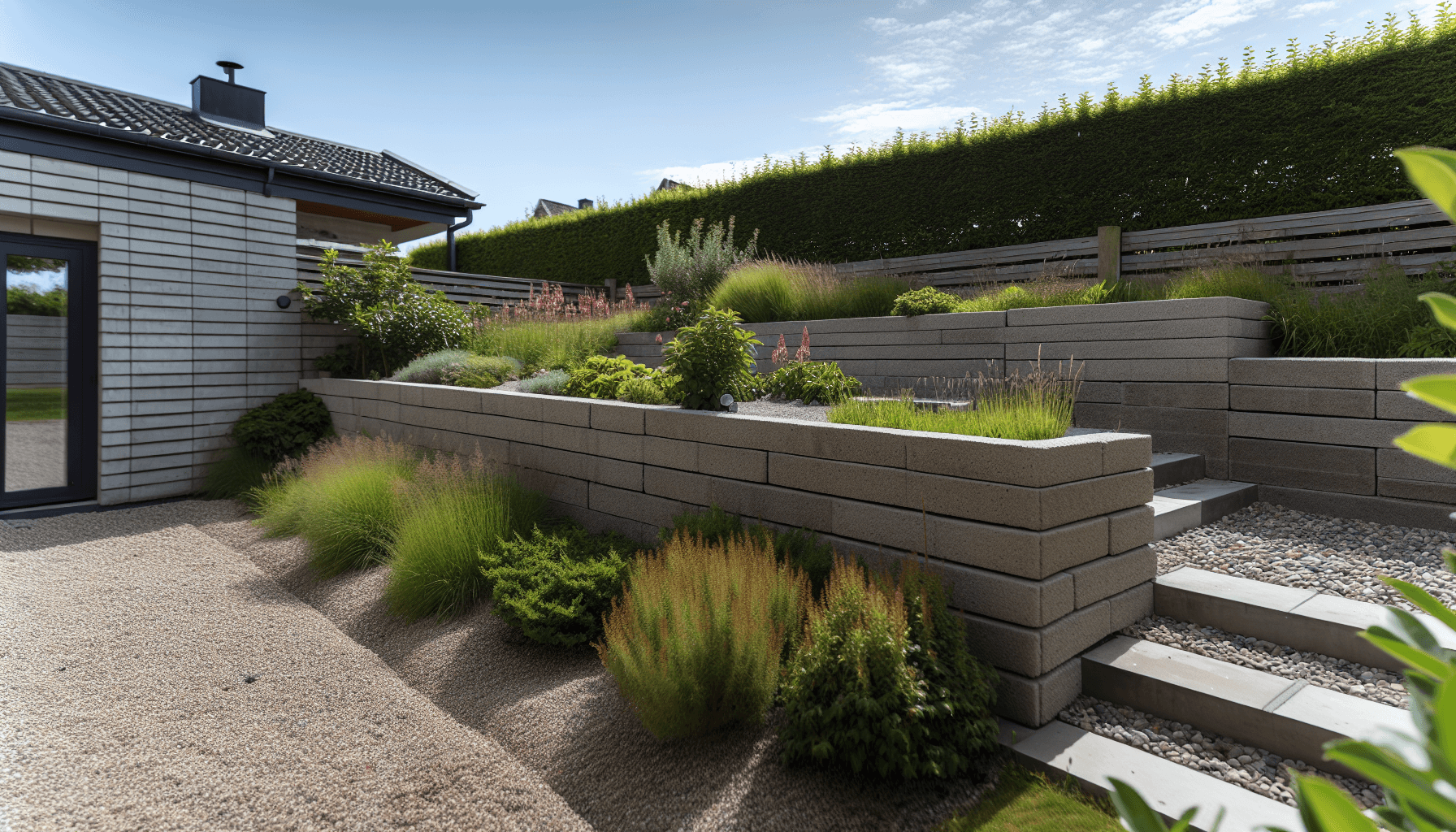 Færdig højkvalitets støttemur i dansk have