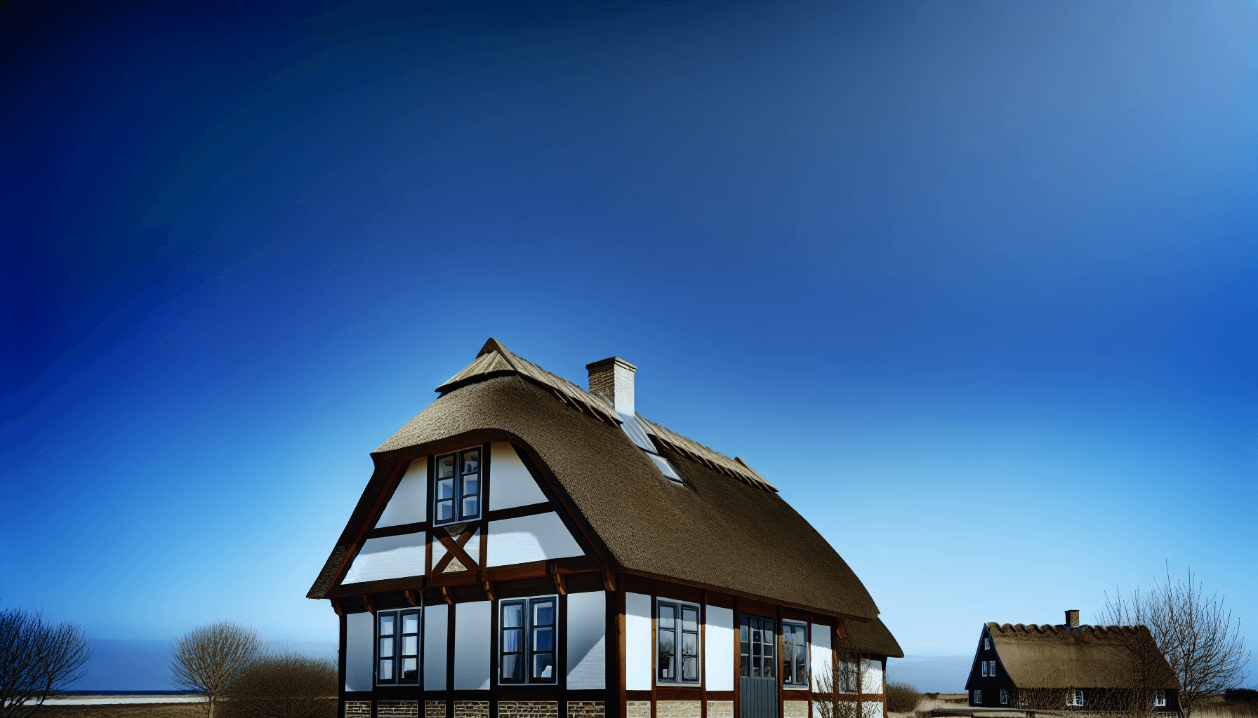 Traditionelt dansk stråtag på bindingsværkshus