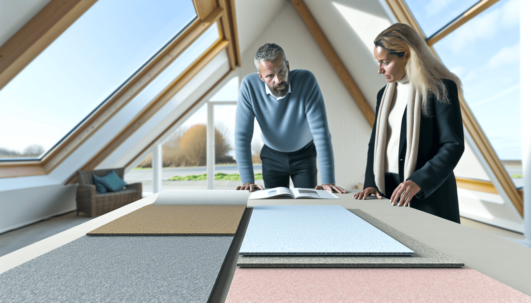 Boligejer der inspicerer tagpap prøver