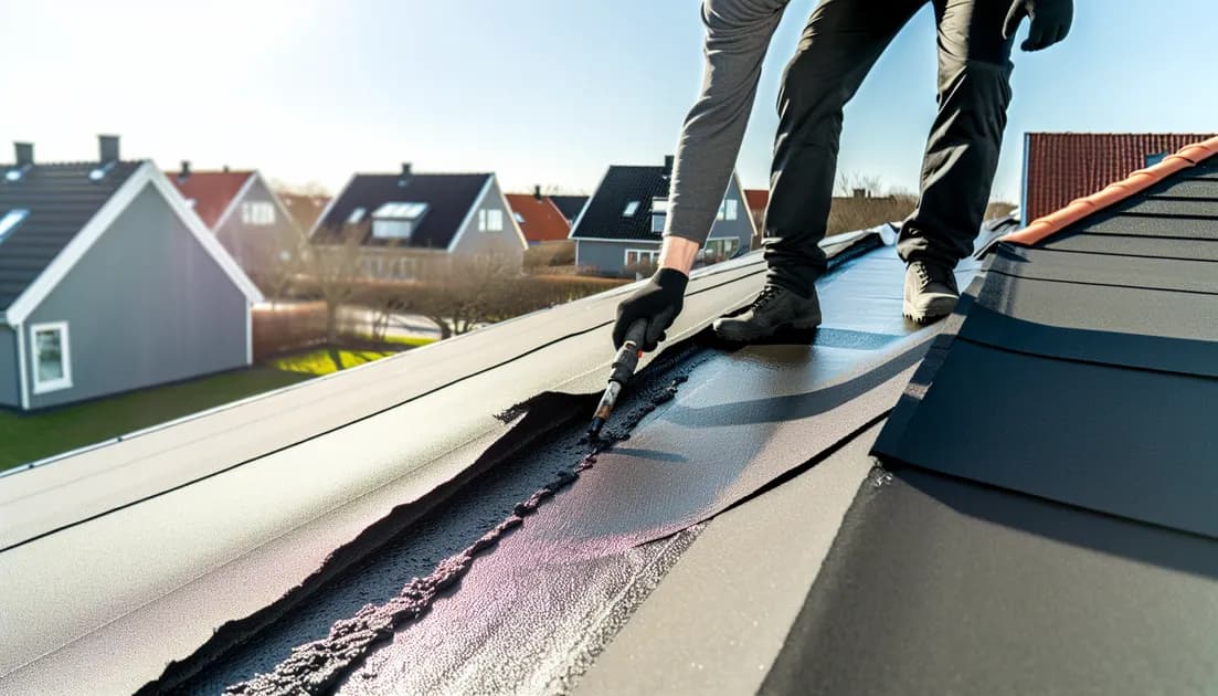 Tagpap installation på fladt tag med gasbrænder i Danmark